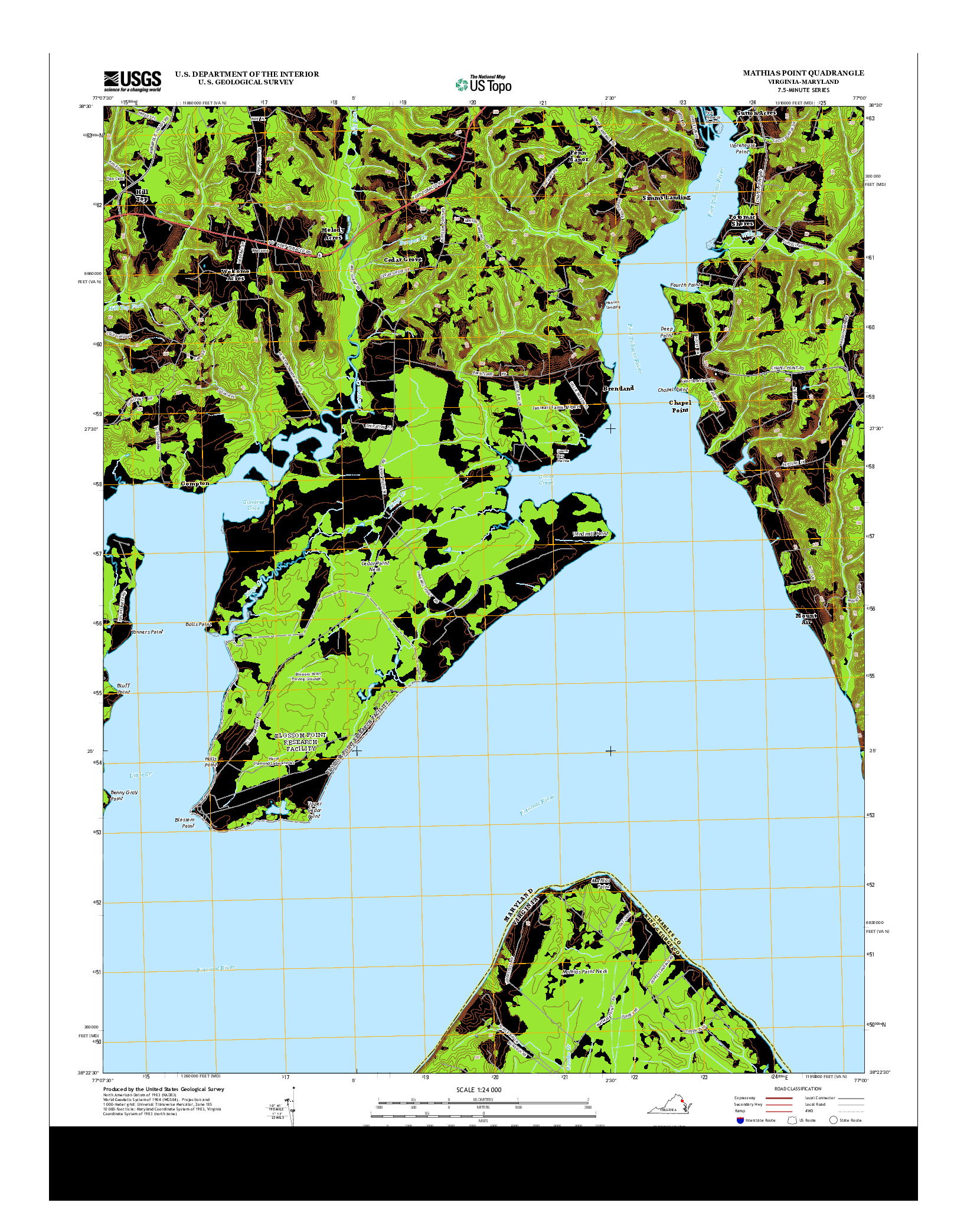 USGS US TOPO 7.5-MINUTE MAP FOR MATHIAS POINT, VA-MD 2013