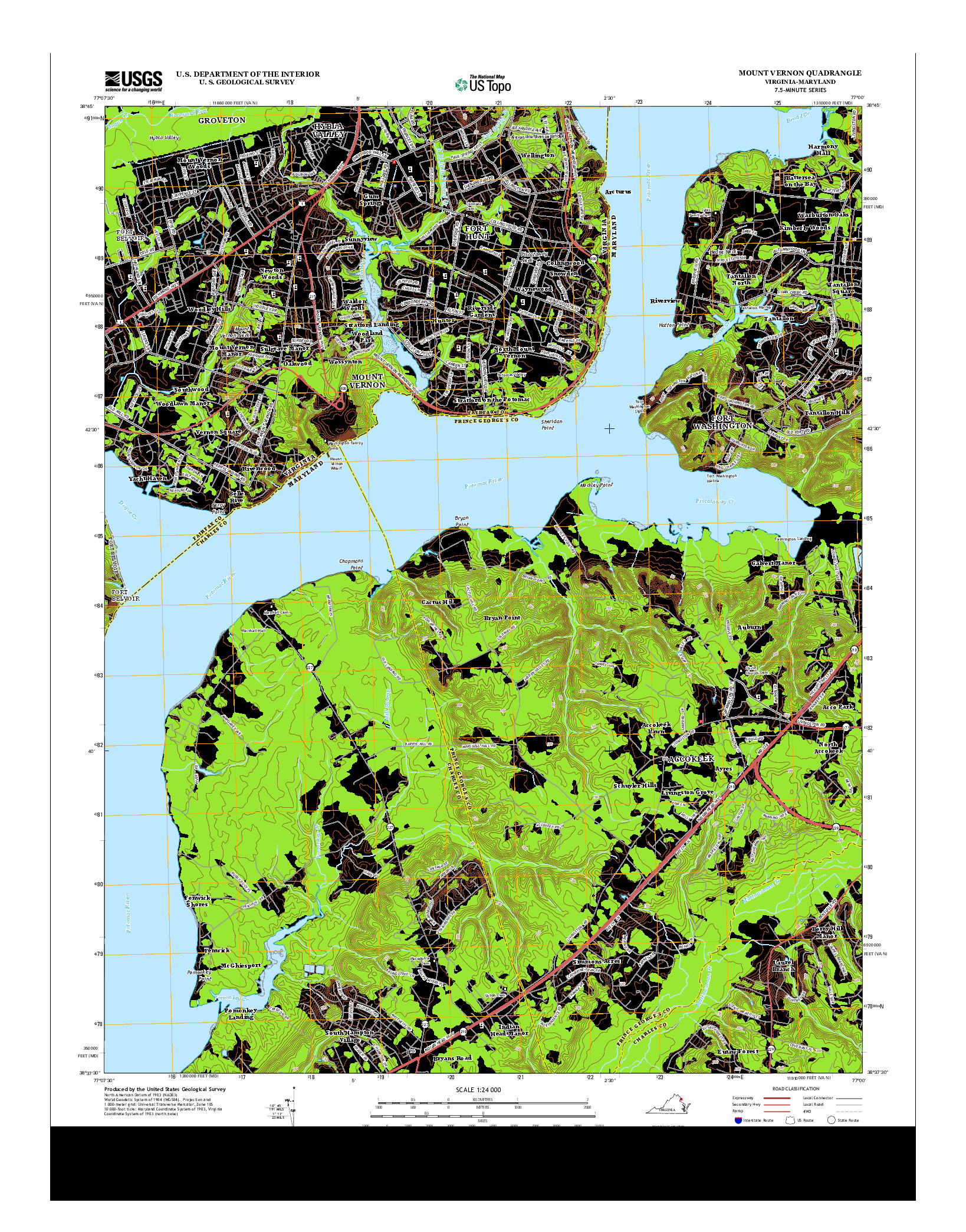 USGS US TOPO 7.5-MINUTE MAP FOR MOUNT VERNON, VA-MD 2013