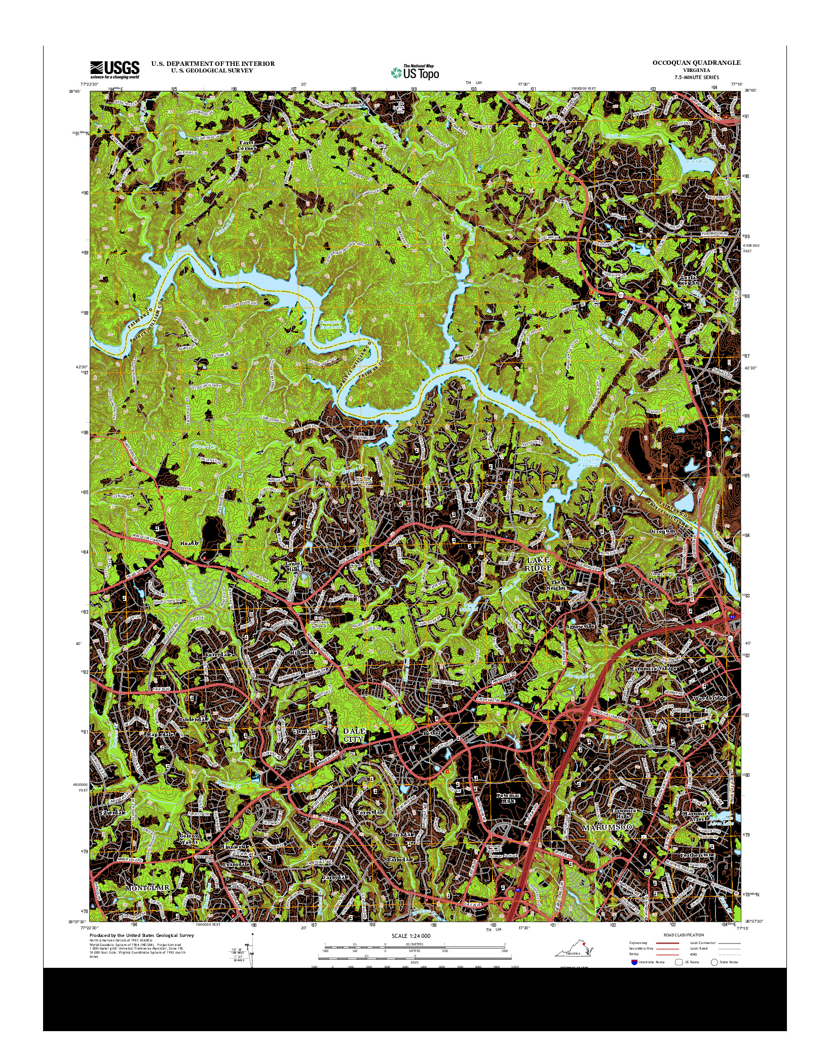 USGS US TOPO 7.5-MINUTE MAP FOR OCCOQUAN, VA 2013