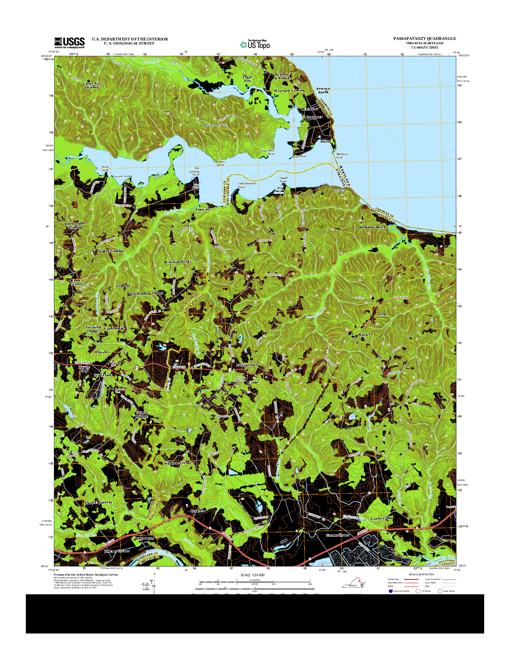 USGS US TOPO 7.5-MINUTE MAP FOR PASSAPATANZY, VA-MD 2013