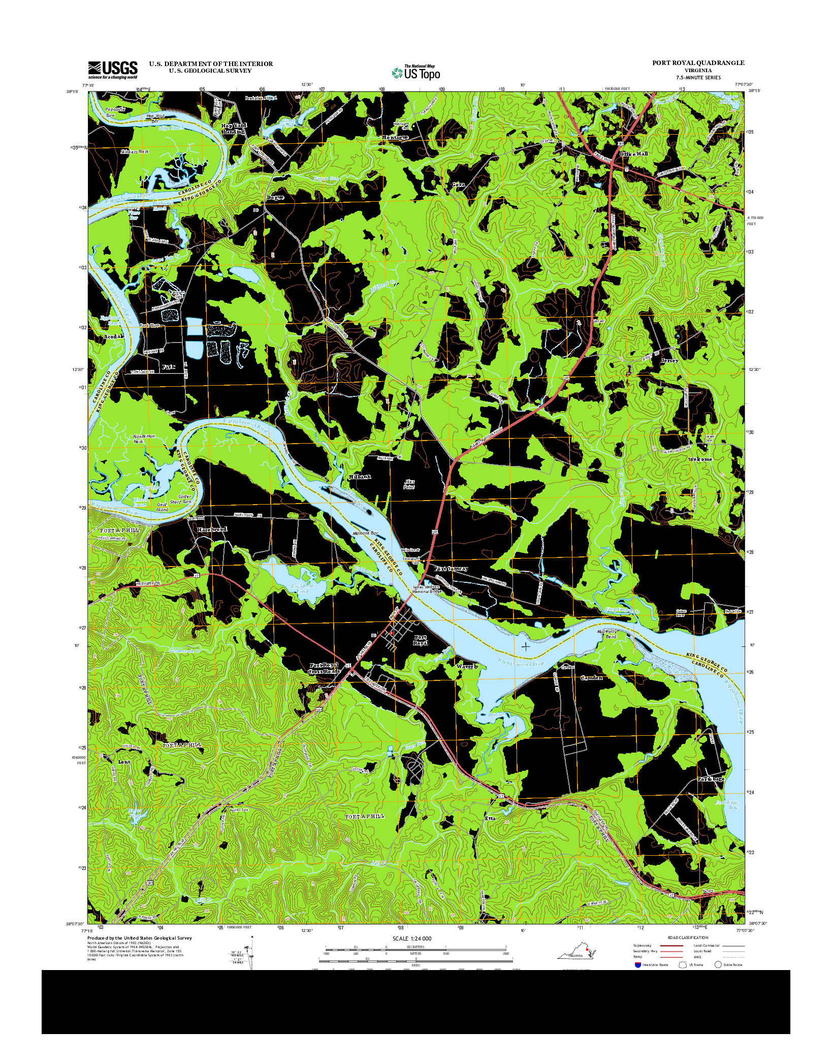 USGS US TOPO 7.5-MINUTE MAP FOR PORT ROYAL, VA 2013
