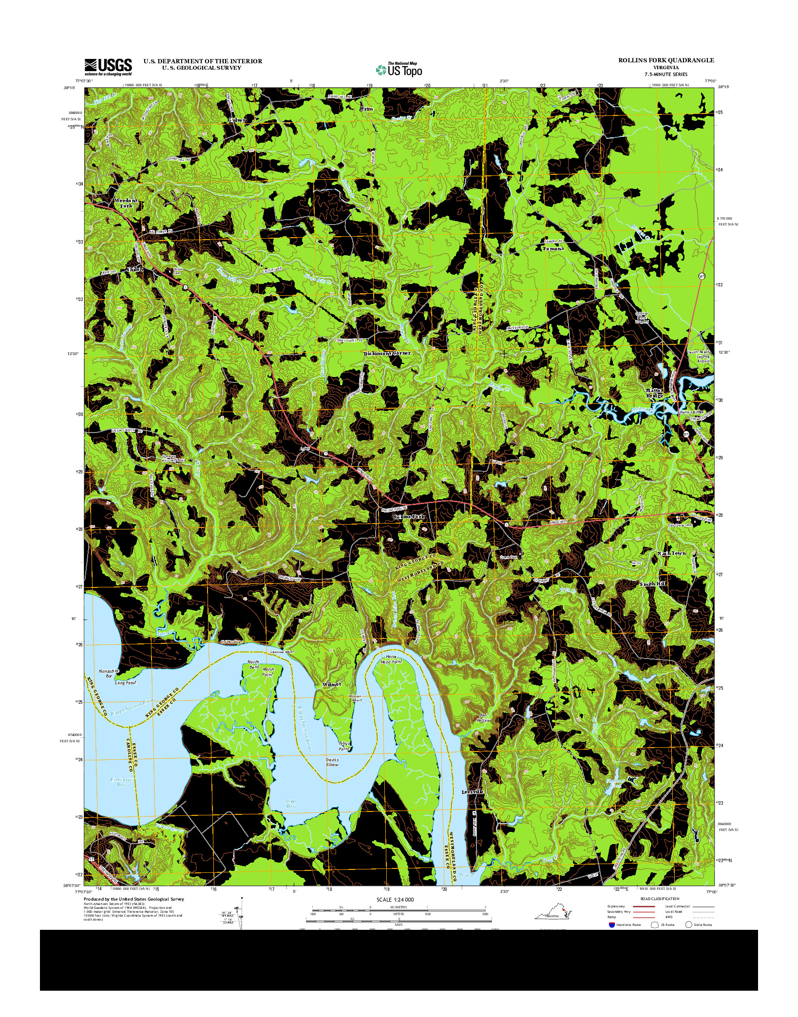 USGS US TOPO 7.5-MINUTE MAP FOR ROLLINS FORK, VA 2013