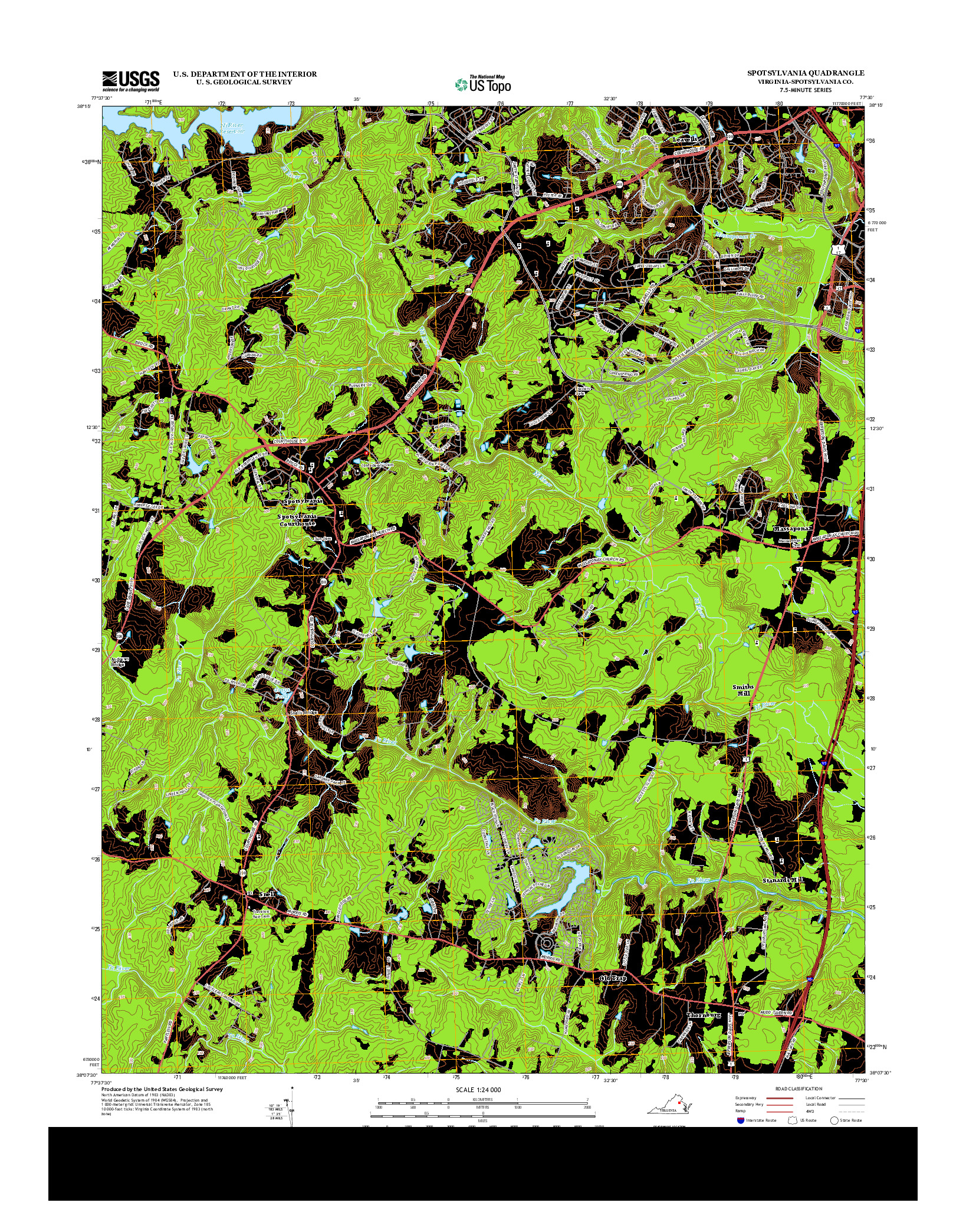 USGS US TOPO 7.5-MINUTE MAP FOR SPOTSYLVANIA, VA 2013