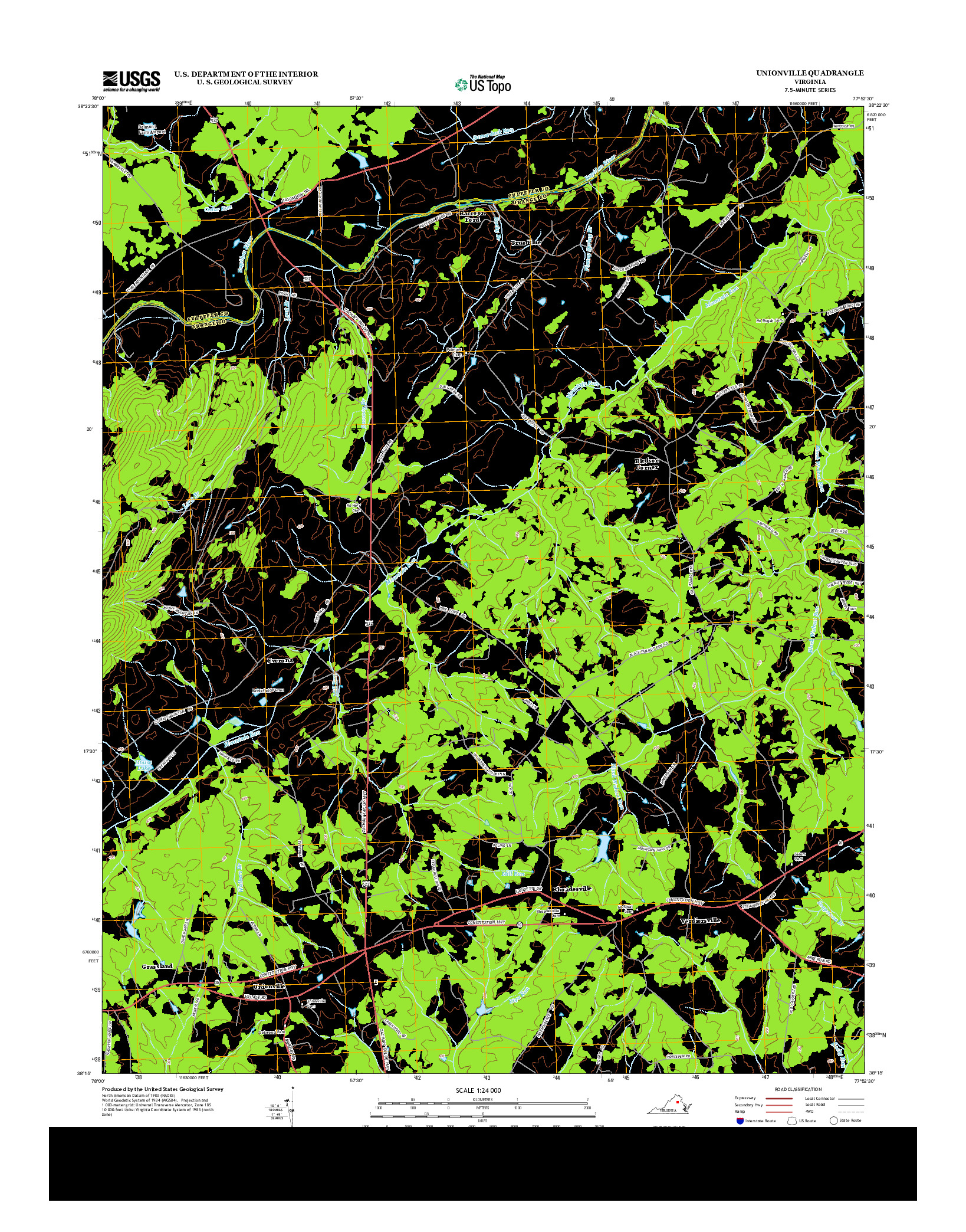 USGS US TOPO 7.5-MINUTE MAP FOR UNIONVILLE, VA 2013