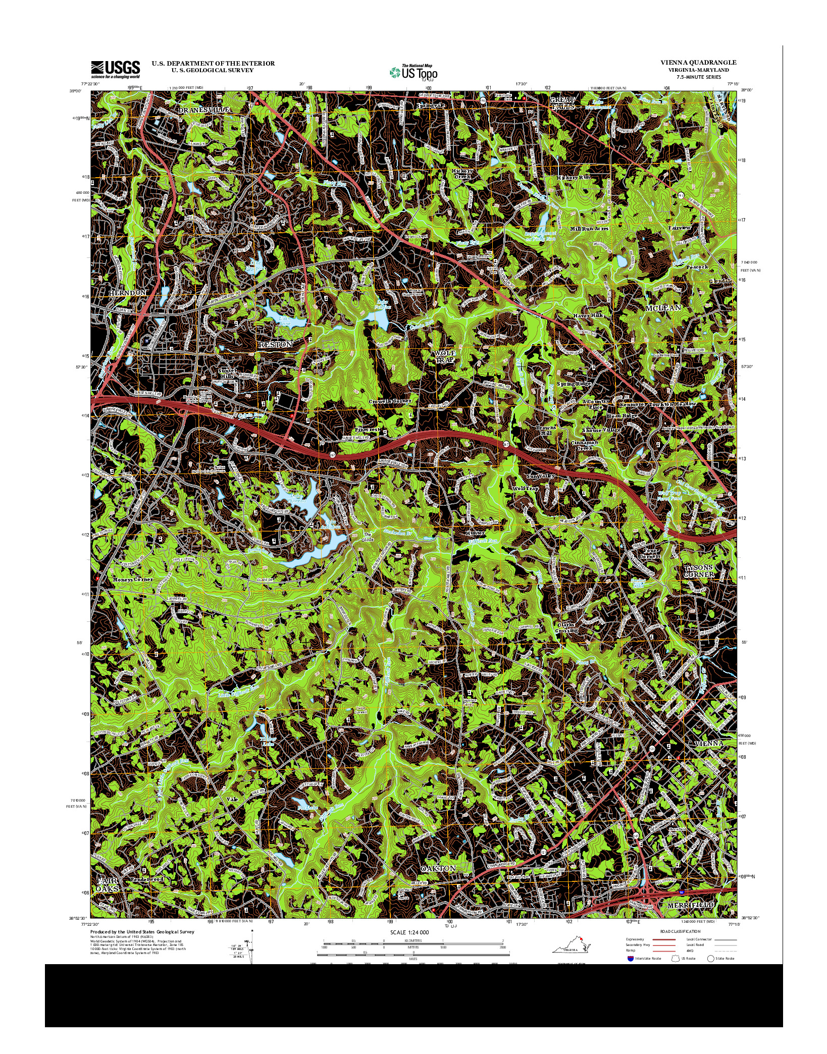 USGS US TOPO 7.5-MINUTE MAP FOR VIENNA, VA-MD 2013