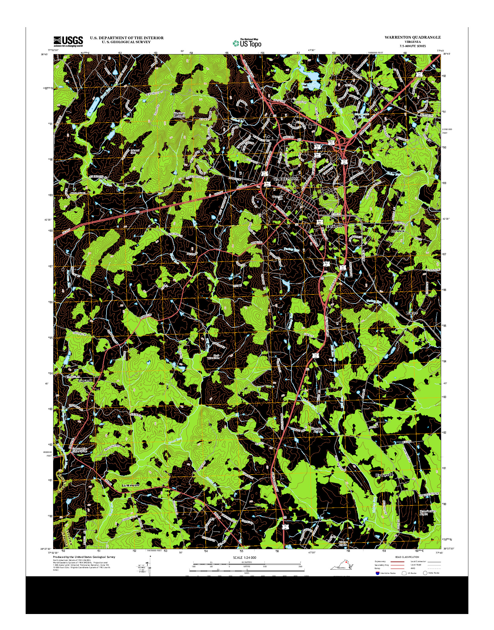 USGS US TOPO 7.5-MINUTE MAP FOR WARRENTON, VA 2013