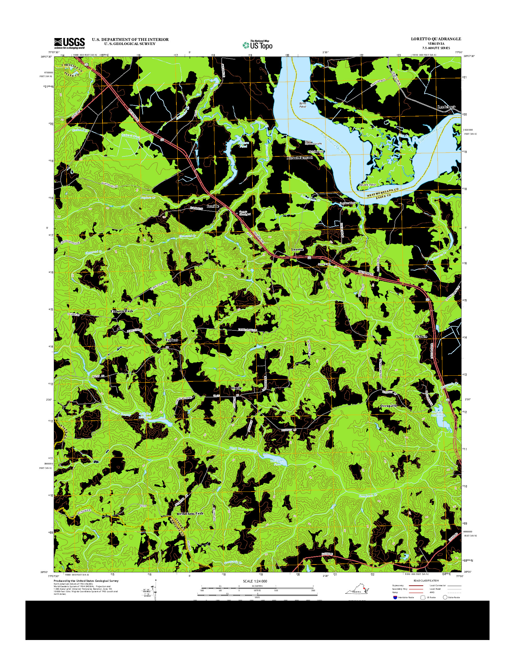 USGS US TOPO 7.5-MINUTE MAP FOR LORETTO, VA 2013