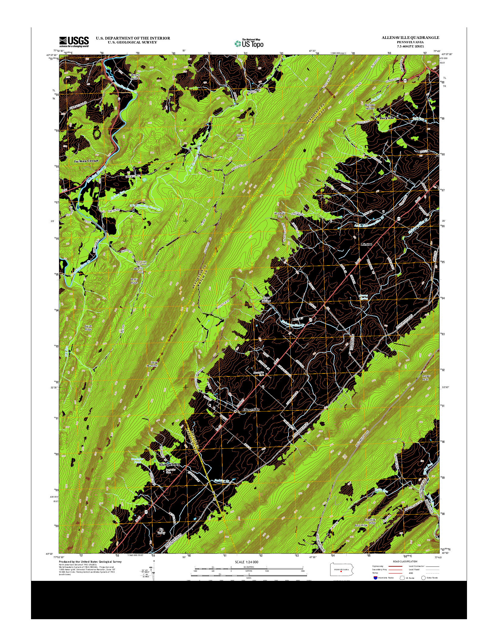 USGS US TOPO 7.5-MINUTE MAP FOR ALLENSVILLE, PA 2013