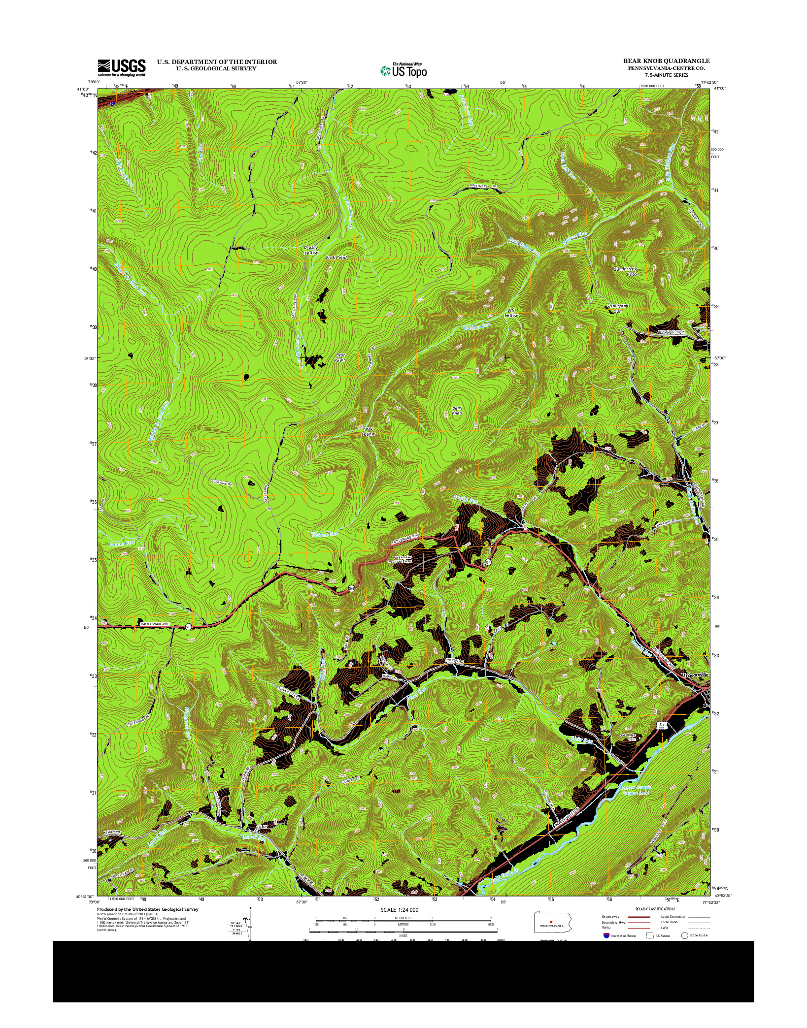 USGS US TOPO 7.5-MINUTE MAP FOR BEAR KNOB, PA 2013