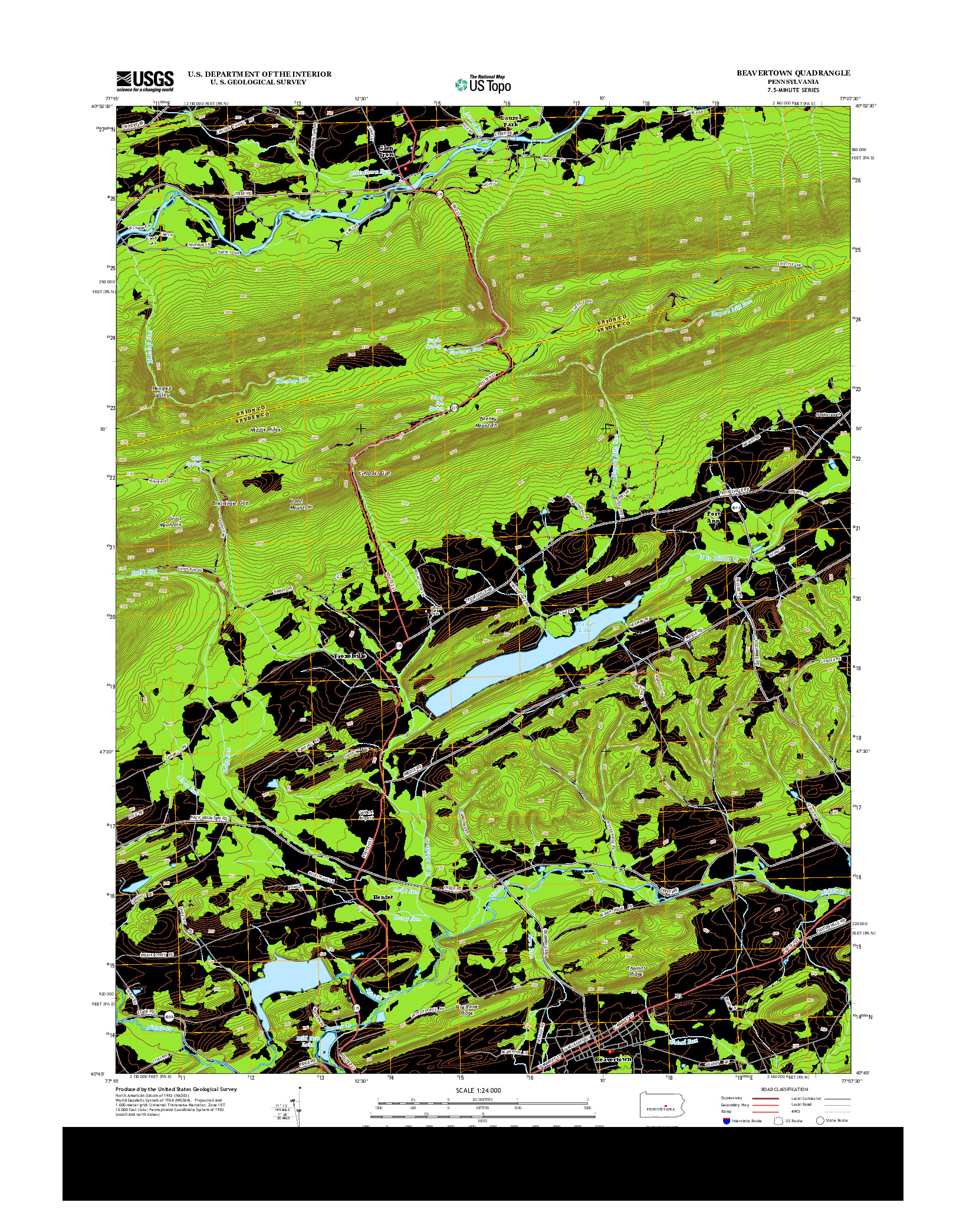 USGS US TOPO 7.5-MINUTE MAP FOR BEAVERTOWN, PA 2013