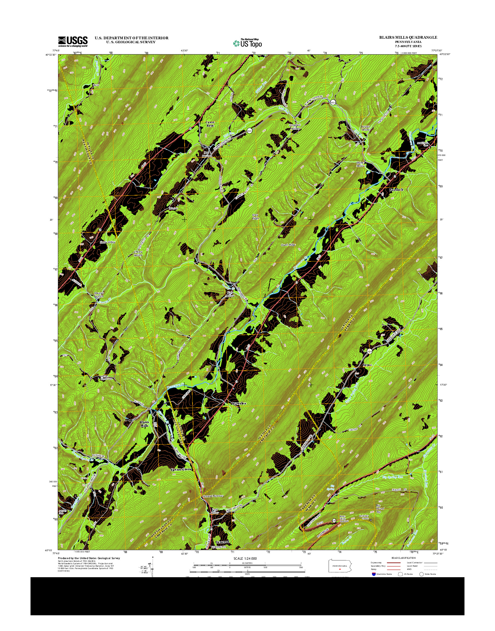 USGS US TOPO 7.5-MINUTE MAP FOR BLAIRS MILLS, PA 2013