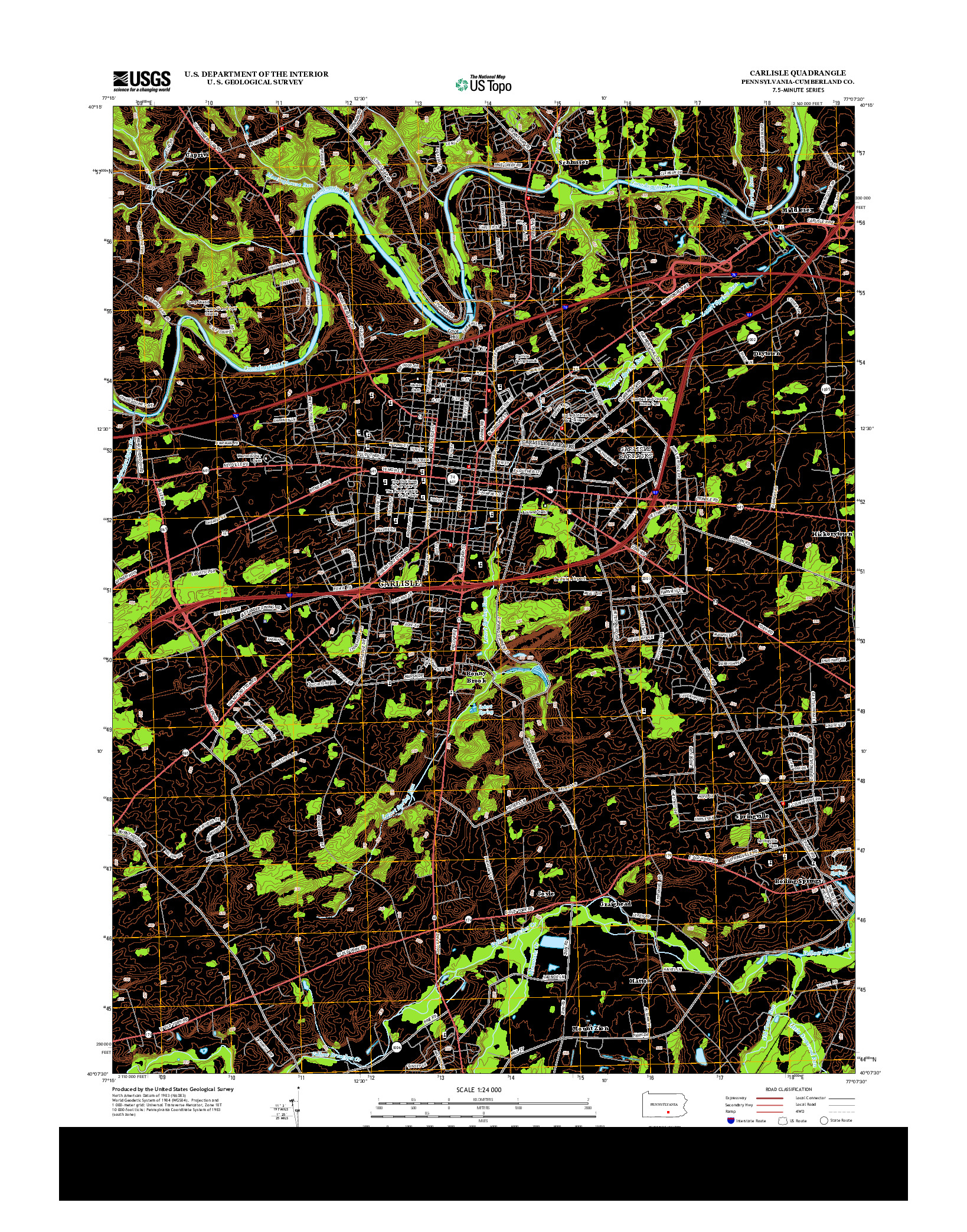 USGS US TOPO 7.5-MINUTE MAP FOR CARLISLE, PA 2013