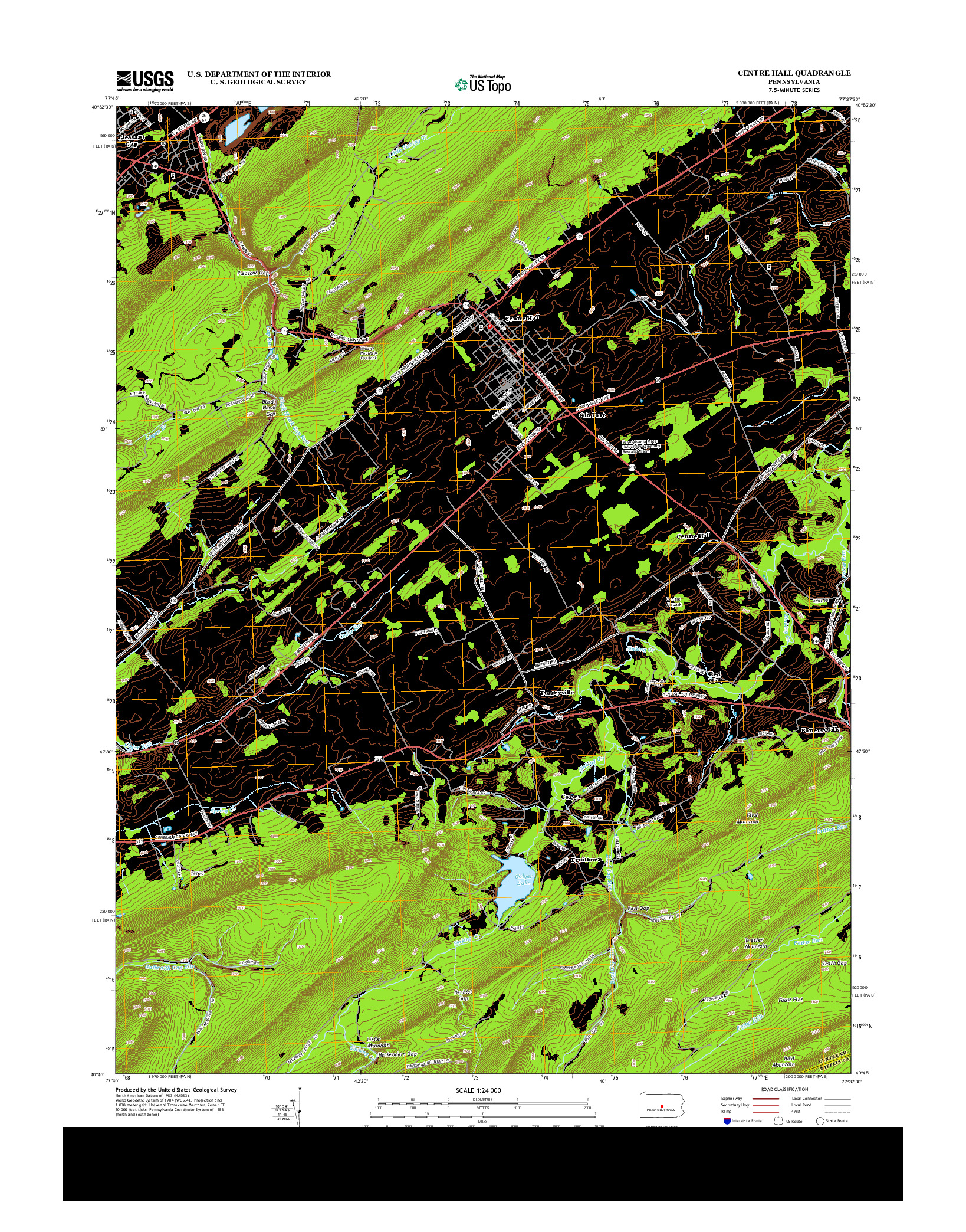 USGS US TOPO 7.5-MINUTE MAP FOR CENTRE HALL, PA 2013