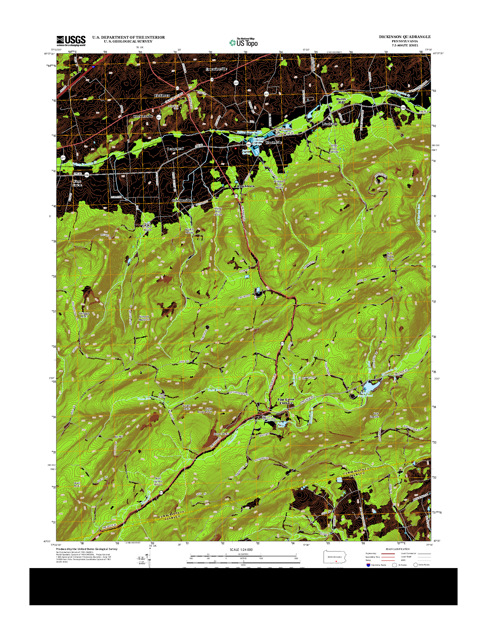 USGS US TOPO 7.5-MINUTE MAP FOR DICKINSON, PA 2013