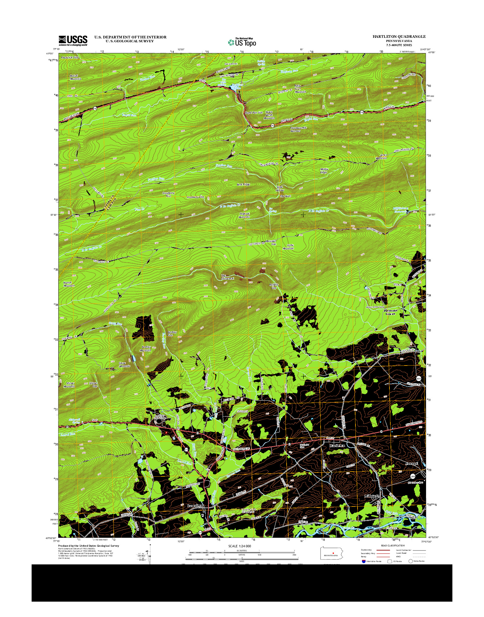 USGS US TOPO 7.5-MINUTE MAP FOR HARTLETON, PA 2013