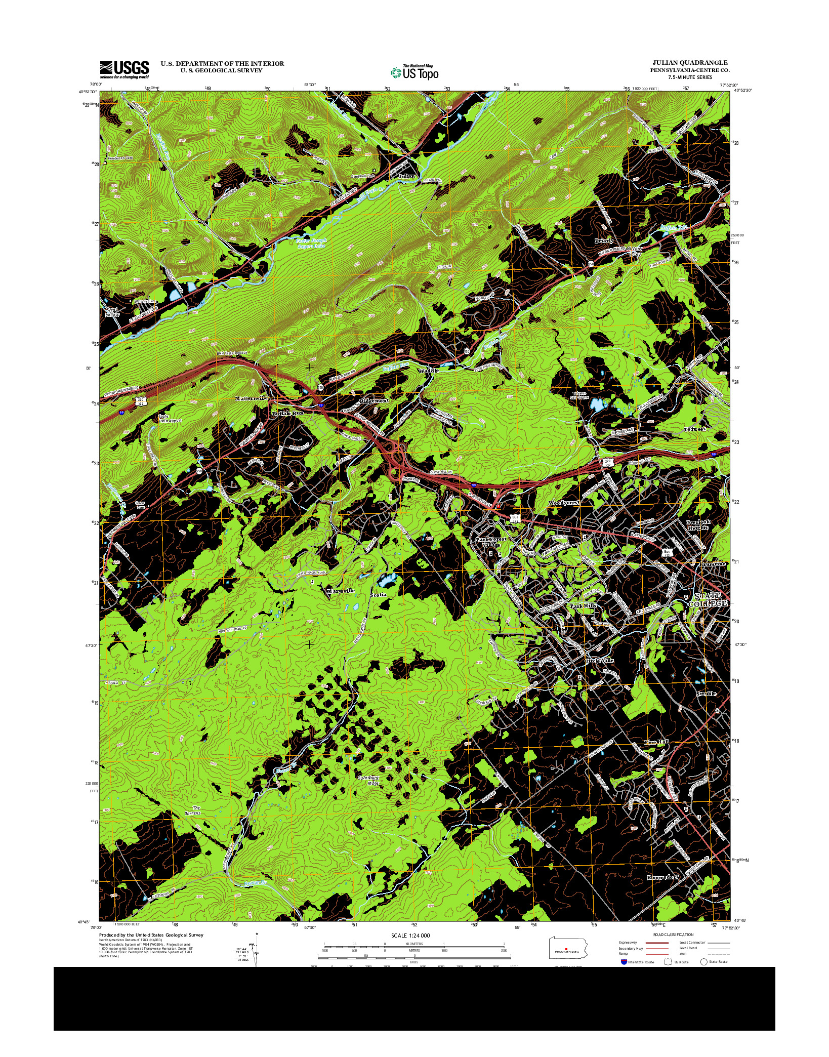 USGS US TOPO 7.5-MINUTE MAP FOR JULIAN, PA 2013