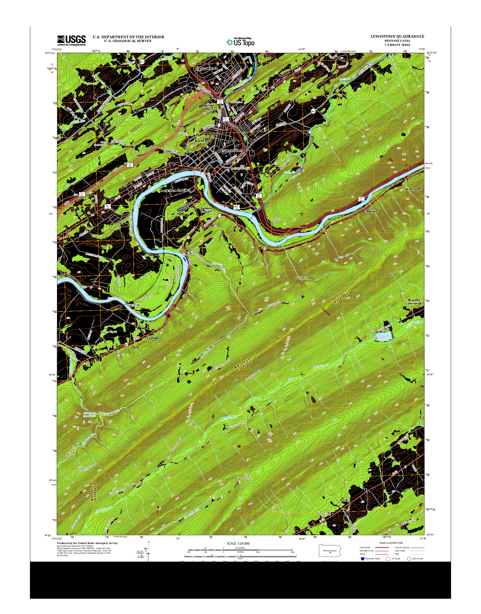 USGS US TOPO 7.5-MINUTE MAP FOR LEWISTOWN, PA 2013