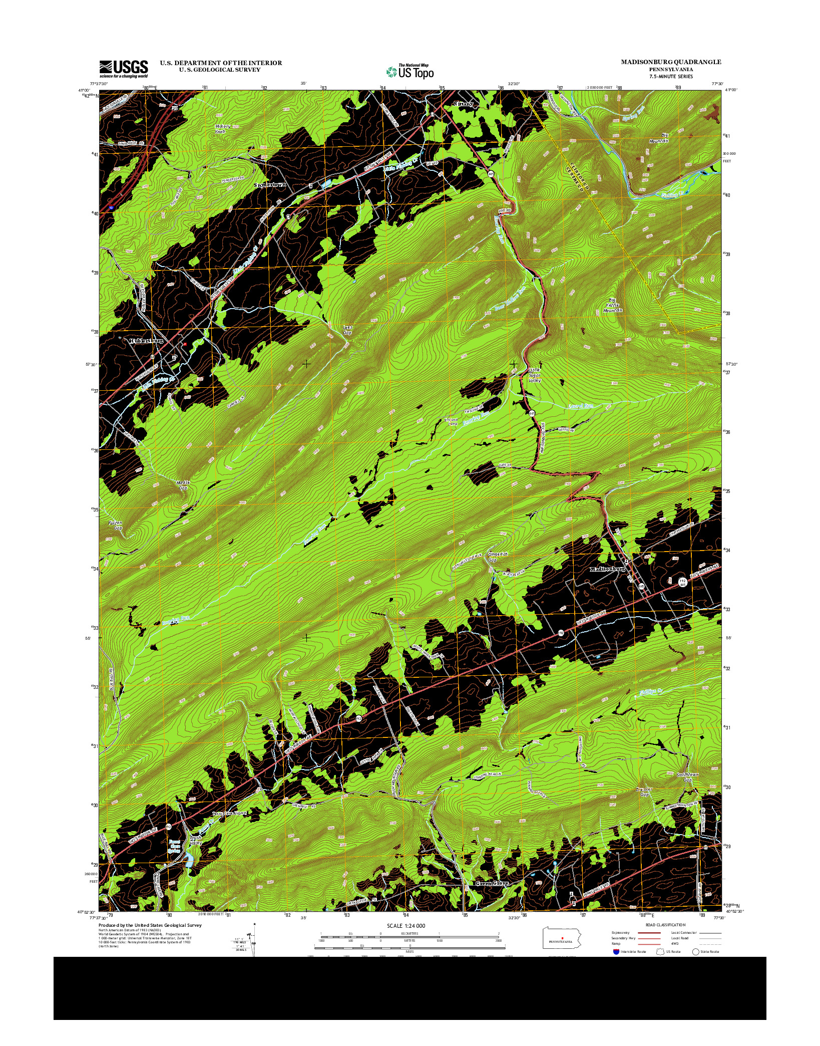 USGS US TOPO 7.5-MINUTE MAP FOR MADISONBURG, PA 2013