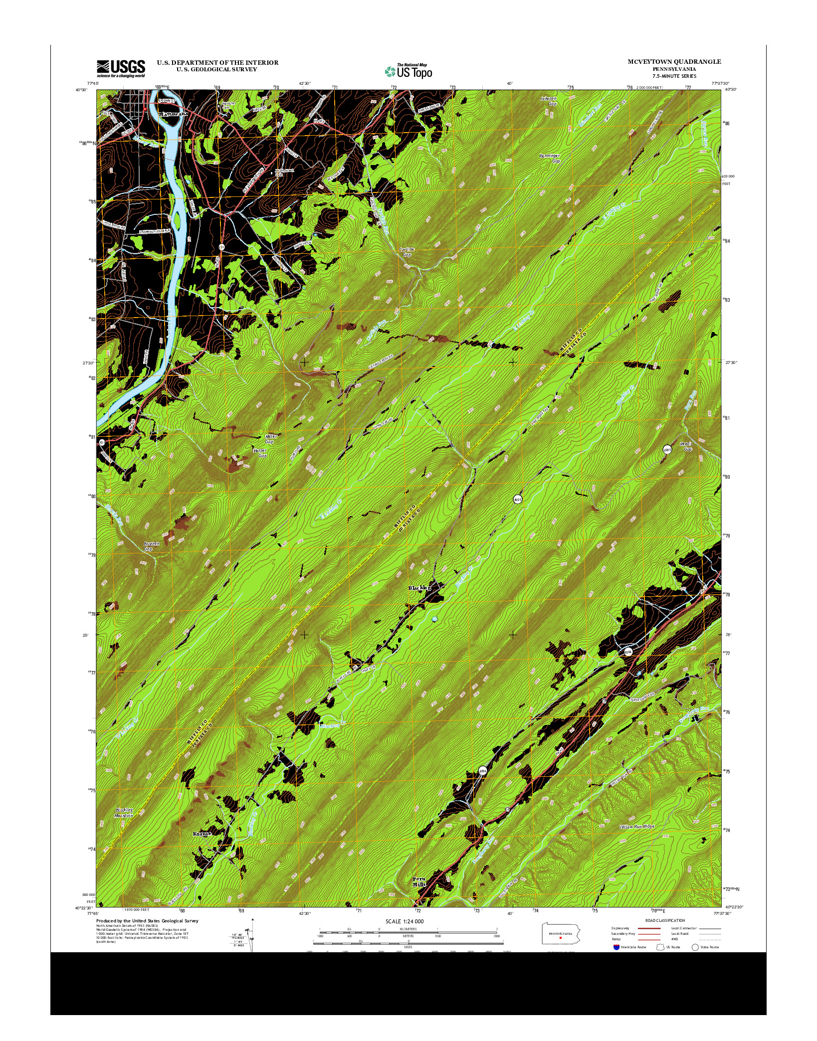 USGS US TOPO 7.5-MINUTE MAP FOR MCVEYTOWN, PA 2013