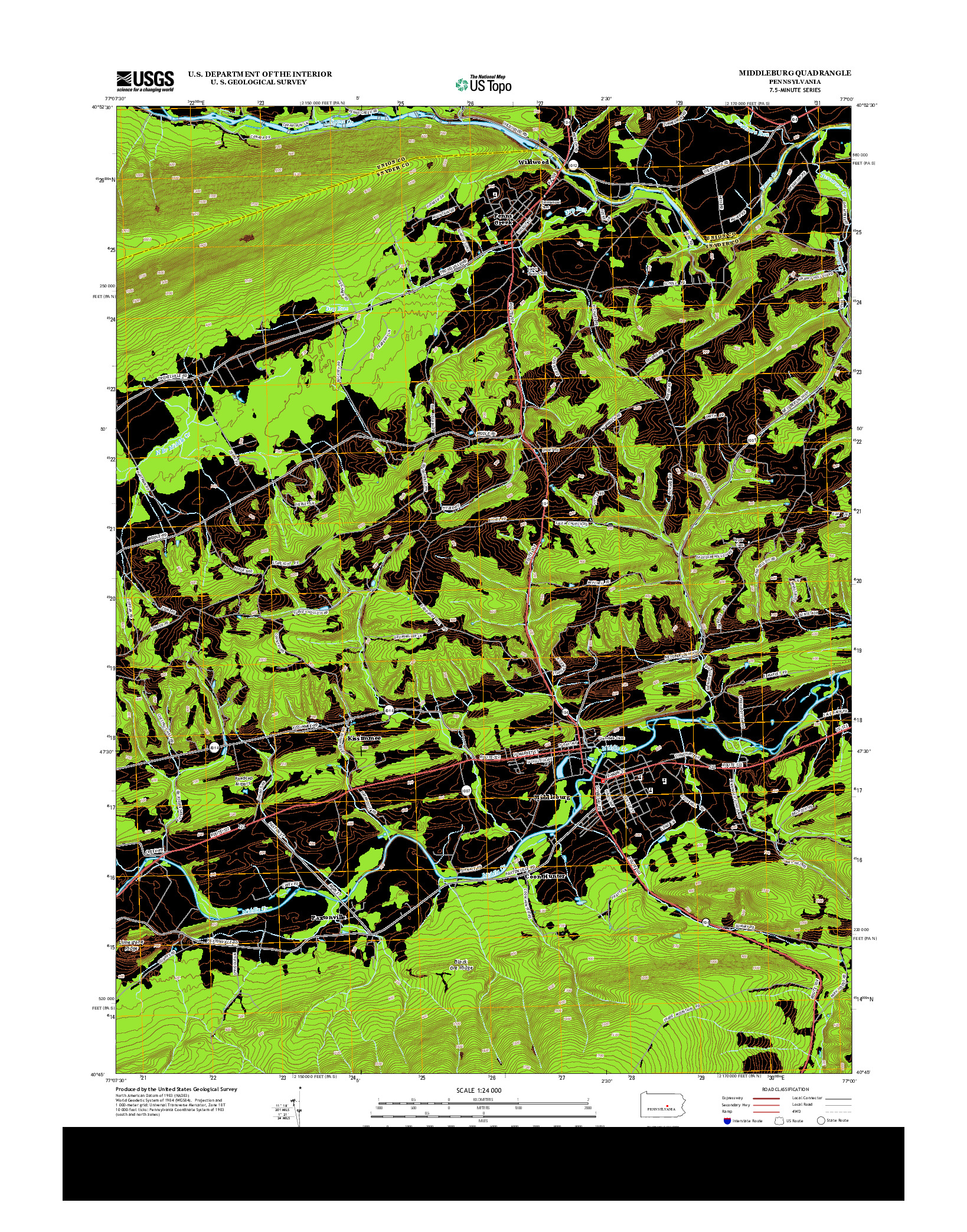 USGS US TOPO 7.5-MINUTE MAP FOR MIDDLEBURG, PA 2013