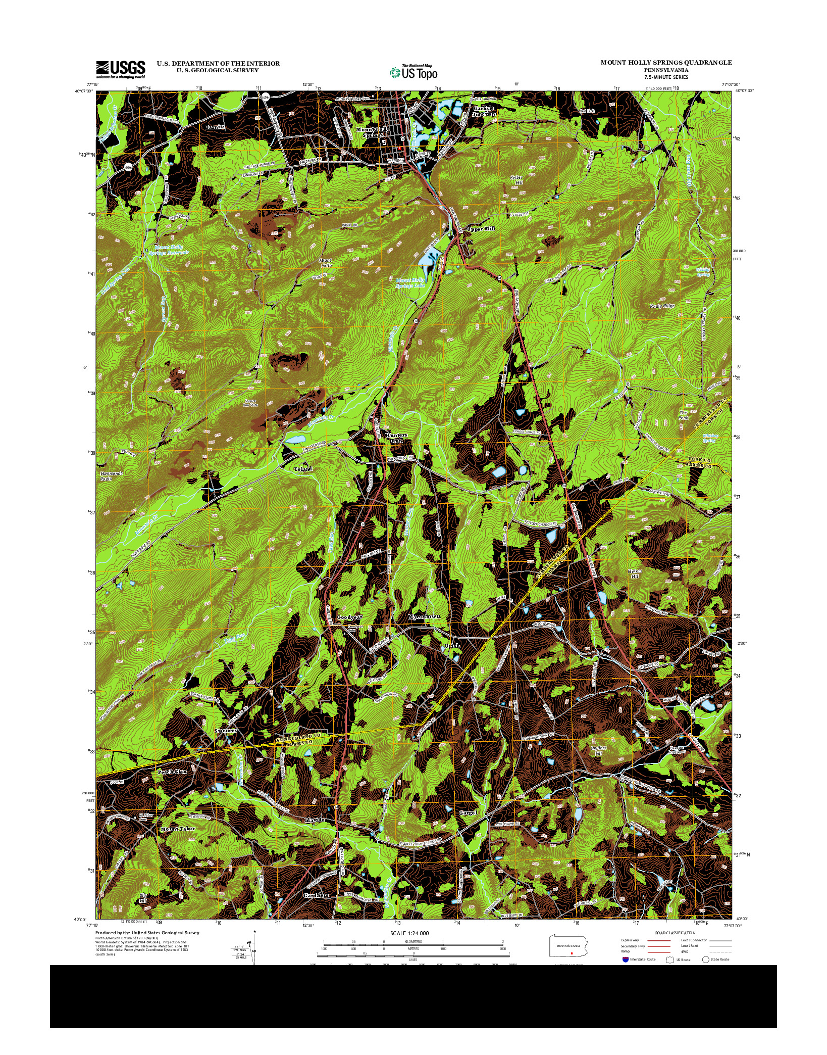 USGS US TOPO 7.5-MINUTE MAP FOR MOUNT HOLLY SPRINGS, PA 2013