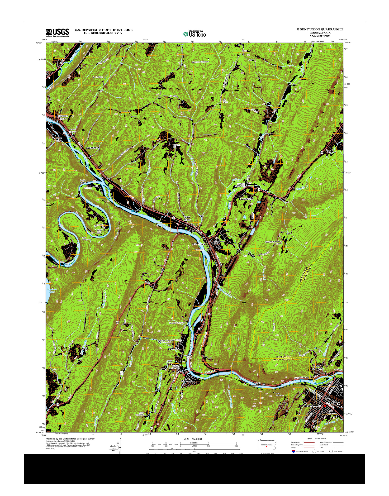 USGS US TOPO 7.5-MINUTE MAP FOR MOUNT UNION, PA 2013