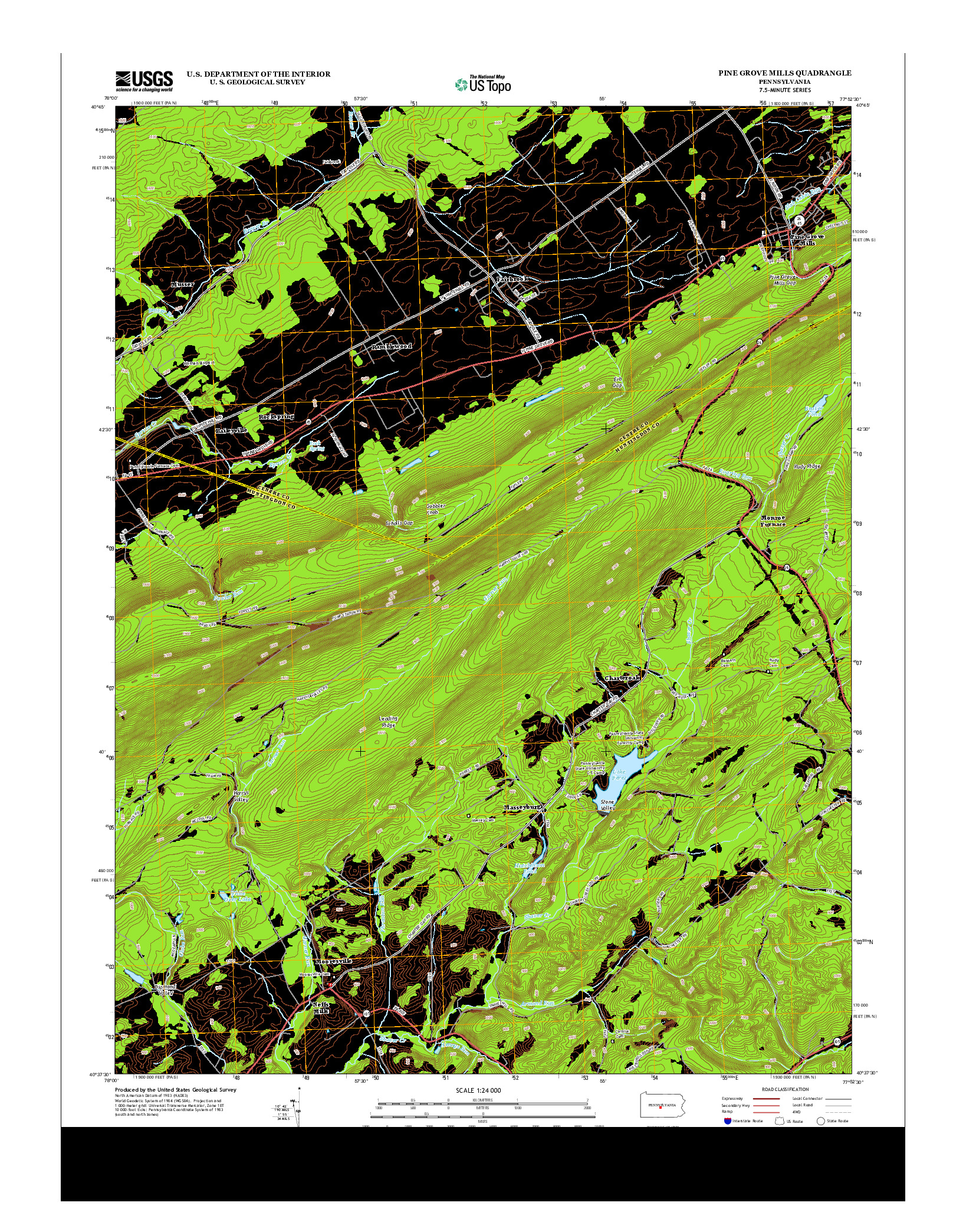 USGS US TOPO 7.5-MINUTE MAP FOR PINE GROVE MILLS, PA 2013