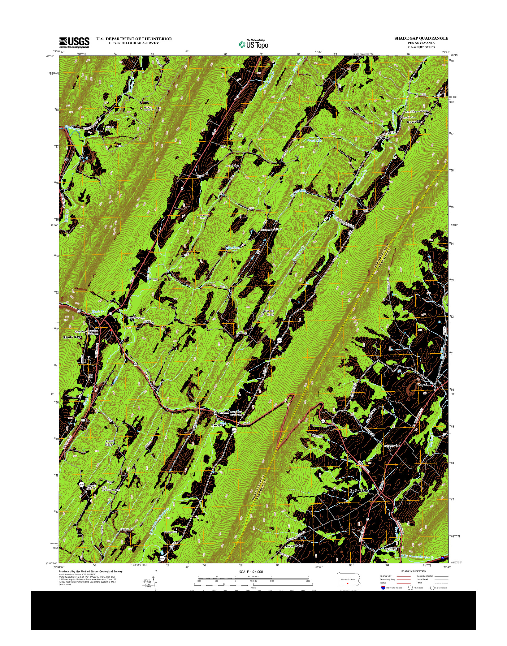 USGS US TOPO 7.5-MINUTE MAP FOR SHADE GAP, PA 2013