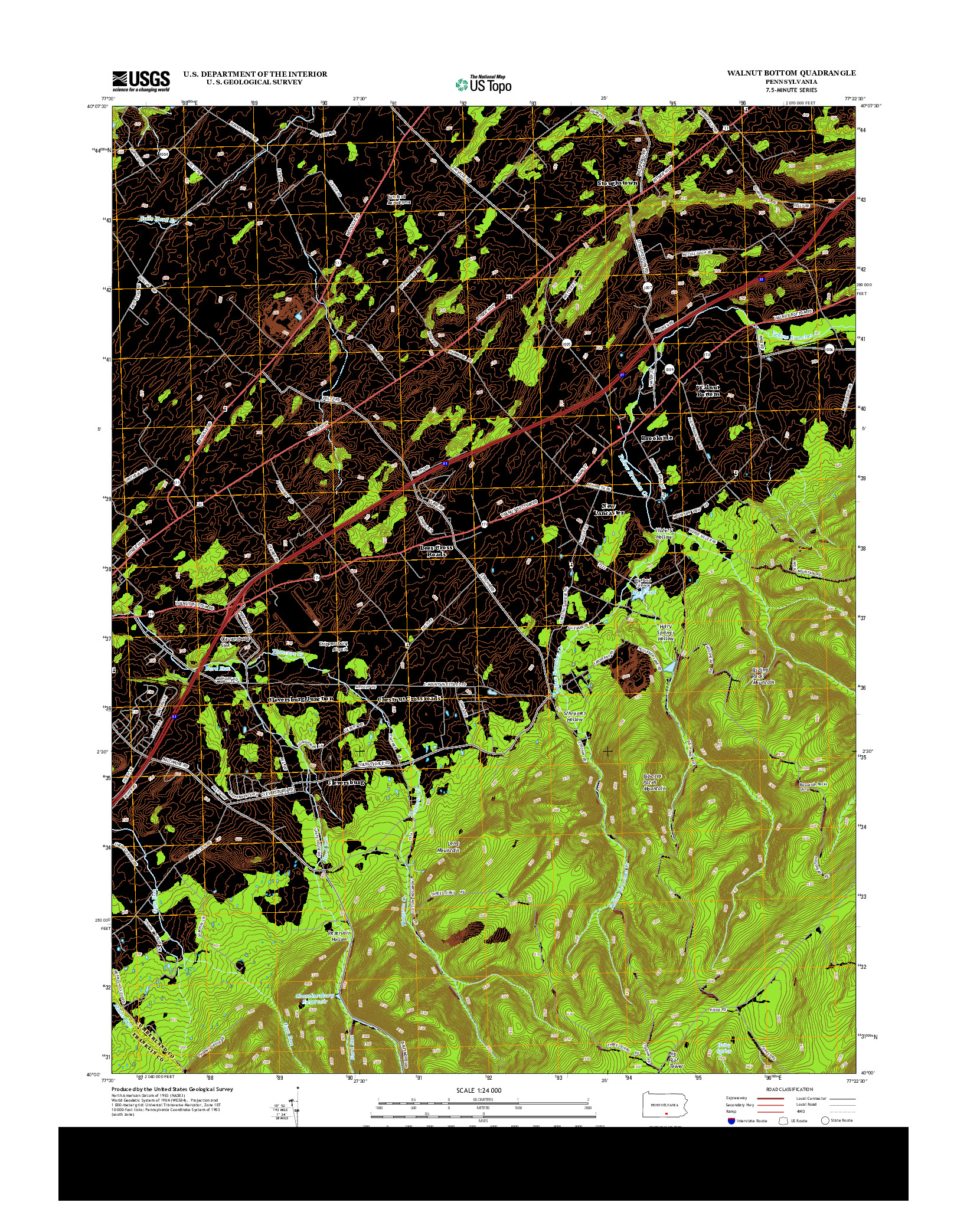 USGS US TOPO 7.5-MINUTE MAP FOR WALNUT BOTTOM, PA 2013