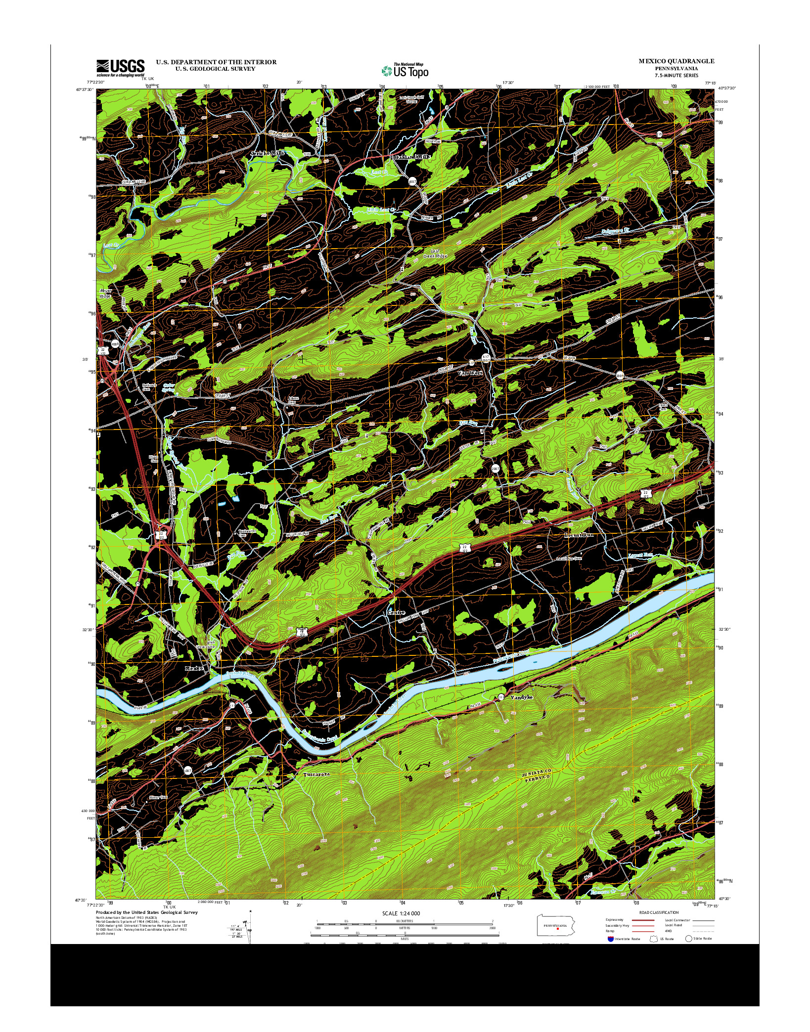 USGS US TOPO 7.5-MINUTE MAP FOR MEXICO, PA 2013