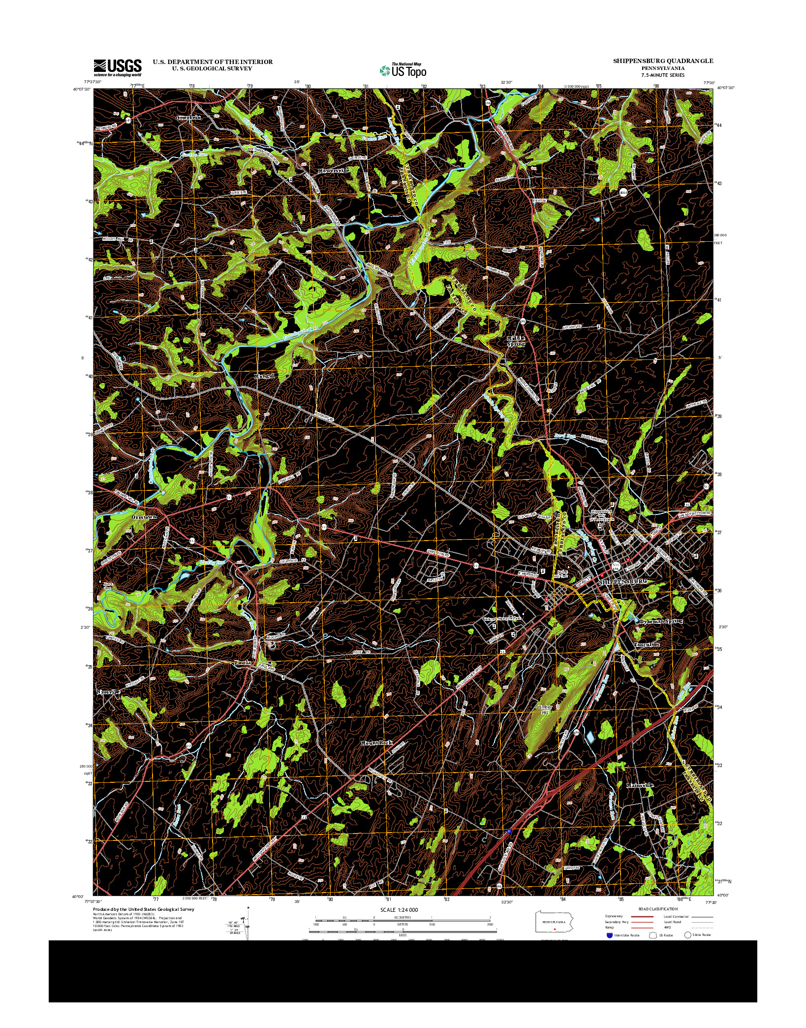 USGS US TOPO 7.5-MINUTE MAP FOR SHIPPENSBURG, PA 2013