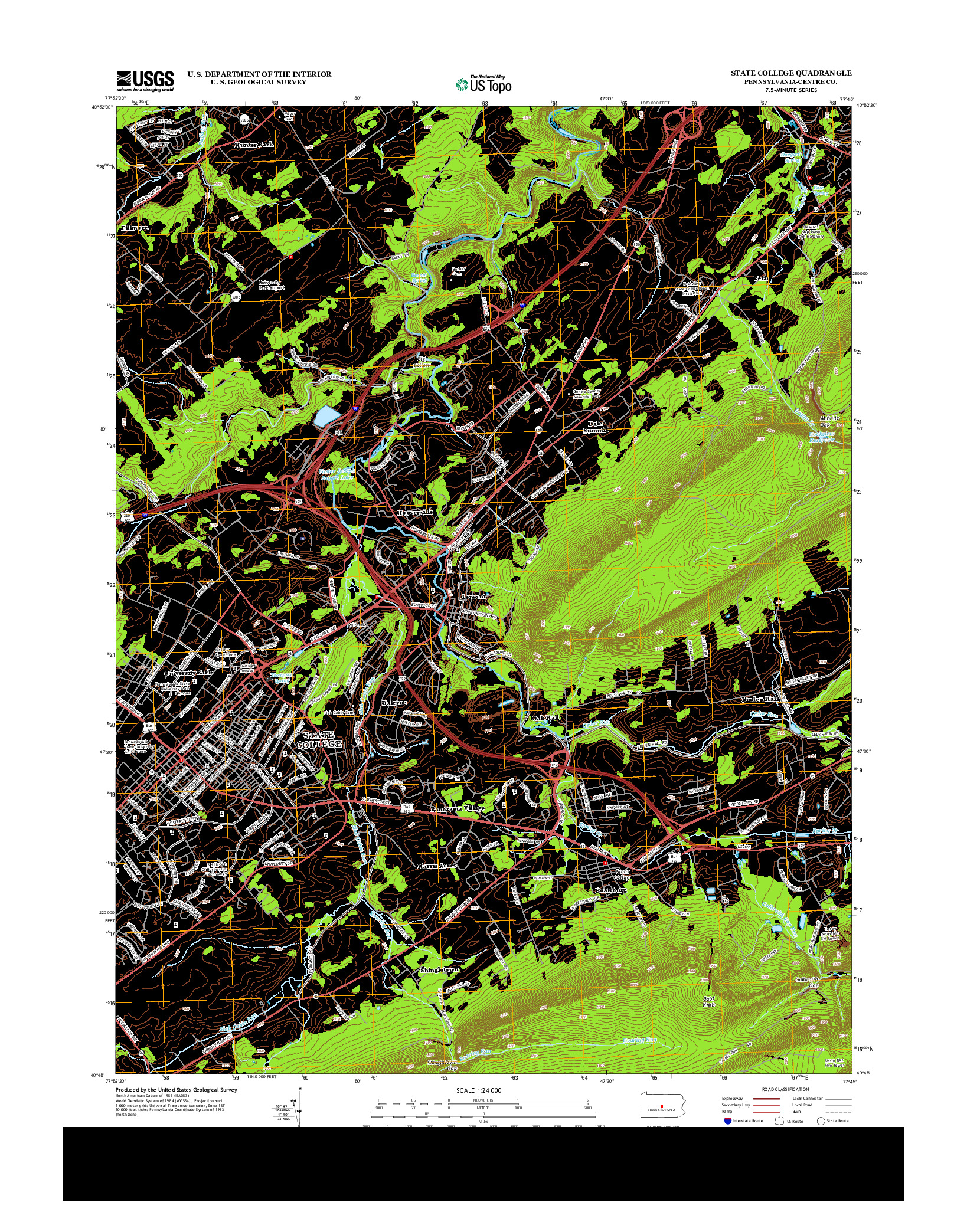 USGS US TOPO 7.5-MINUTE MAP FOR STATE COLLEGE, PA 2013