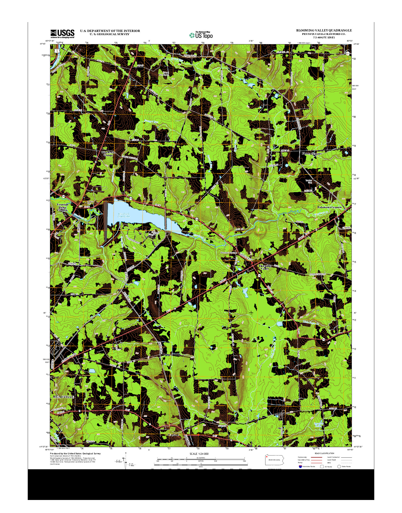 USGS US TOPO 7.5-MINUTE MAP FOR BLOOMING VALLEY, PA 2013