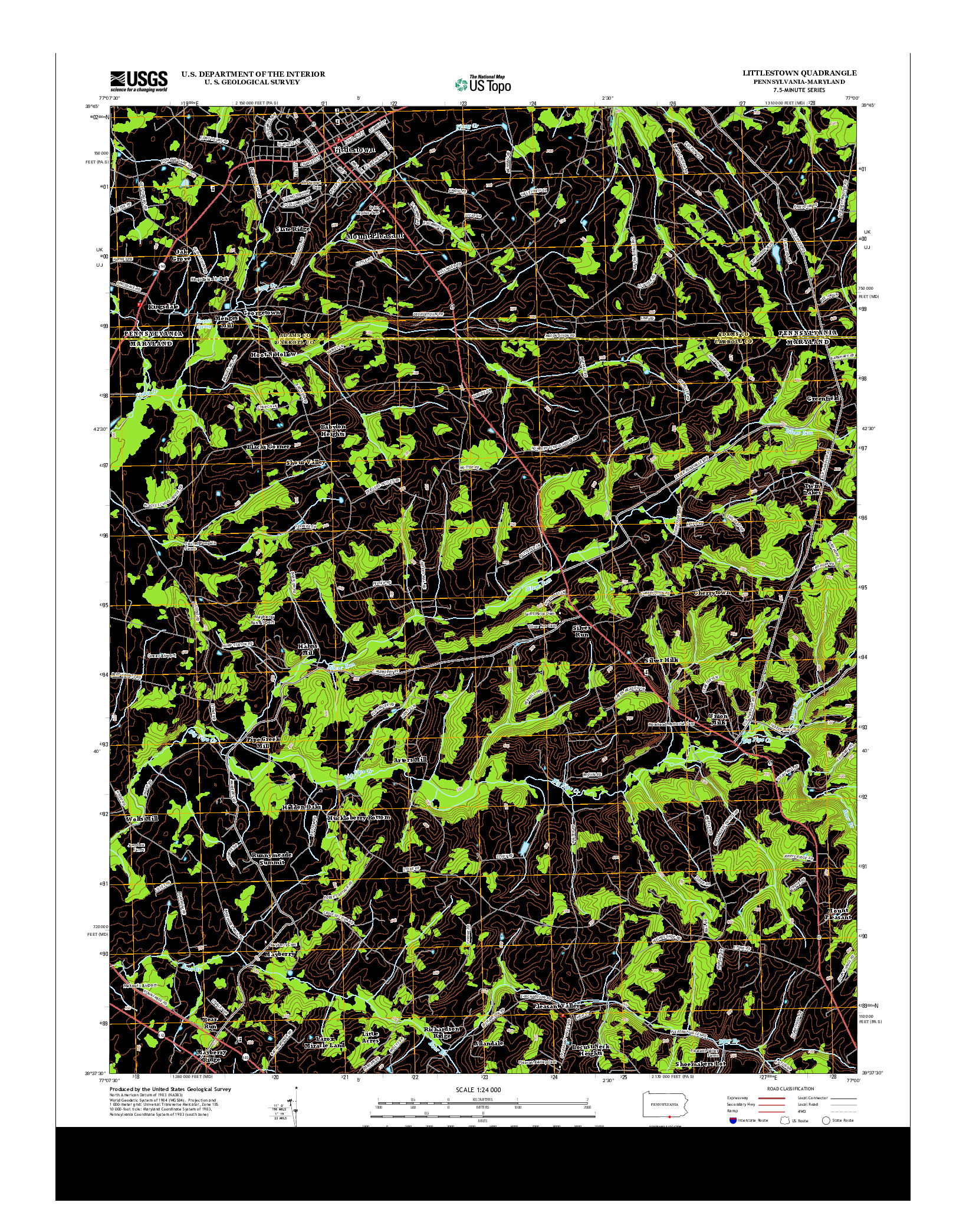 USGS US TOPO 7.5-MINUTE MAP FOR LITTLESTOWN, PA-MD 2013