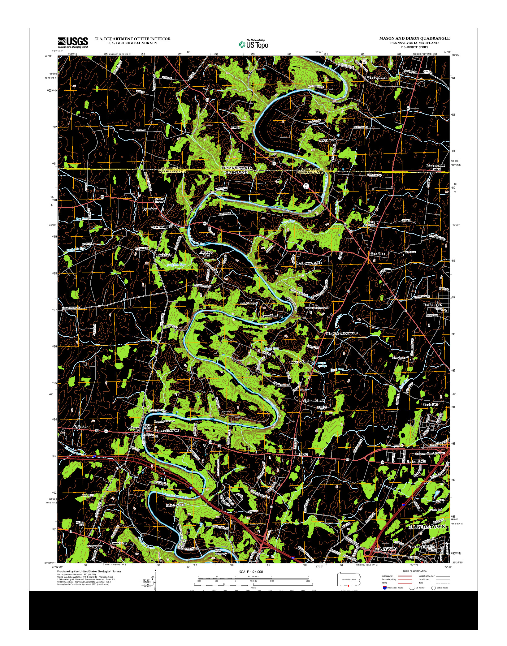 USGS US TOPO 7.5-MINUTE MAP FOR MASON AND DIXON, PA-MD 2013