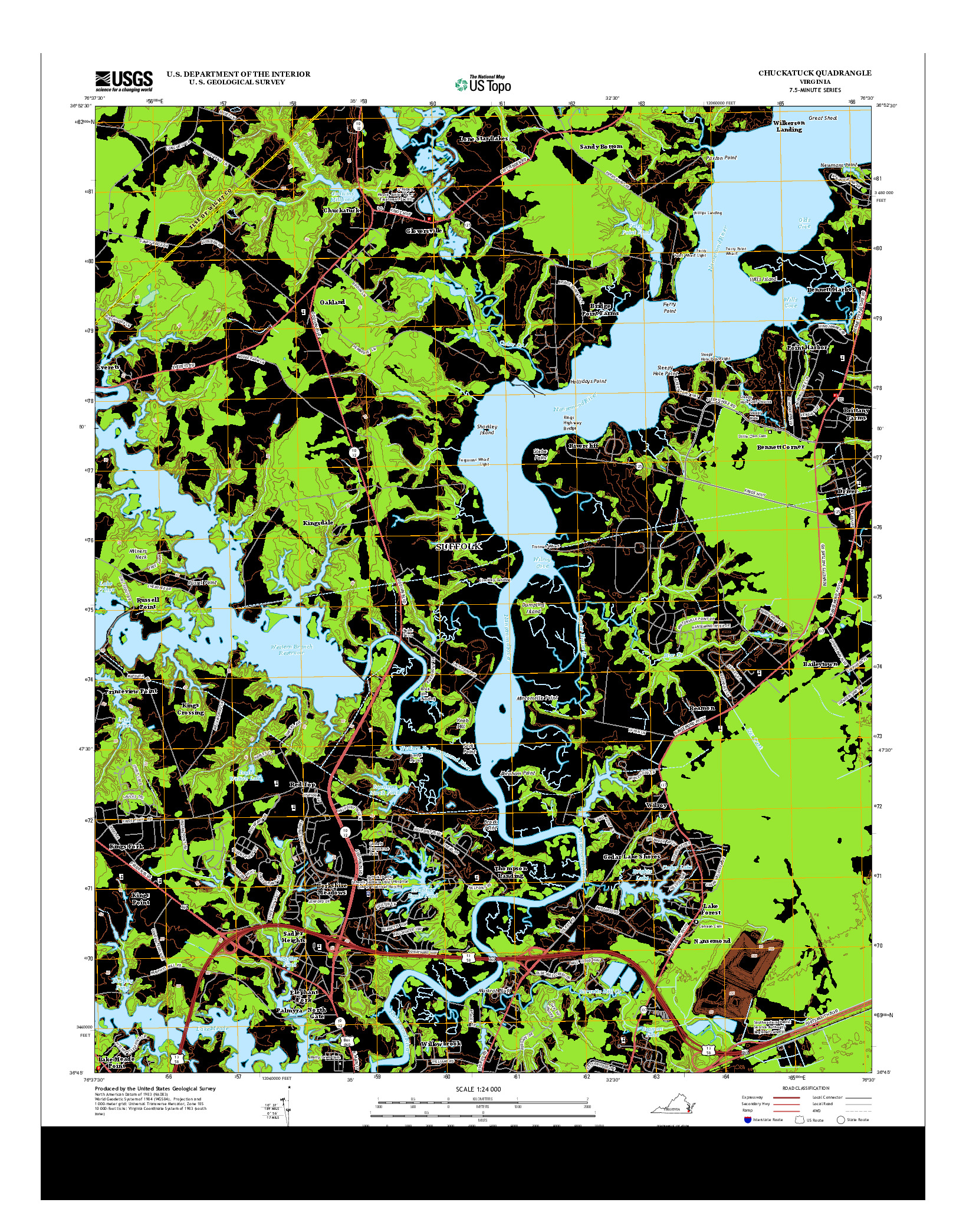 USGS US TOPO 7.5-MINUTE MAP FOR CHUCKATUCK, VA 2013