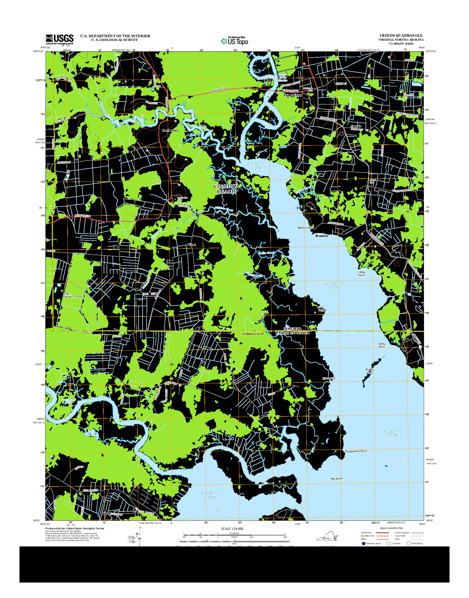 USGS US TOPO 7.5-MINUTE MAP FOR CREEDS, VA-NC 2013