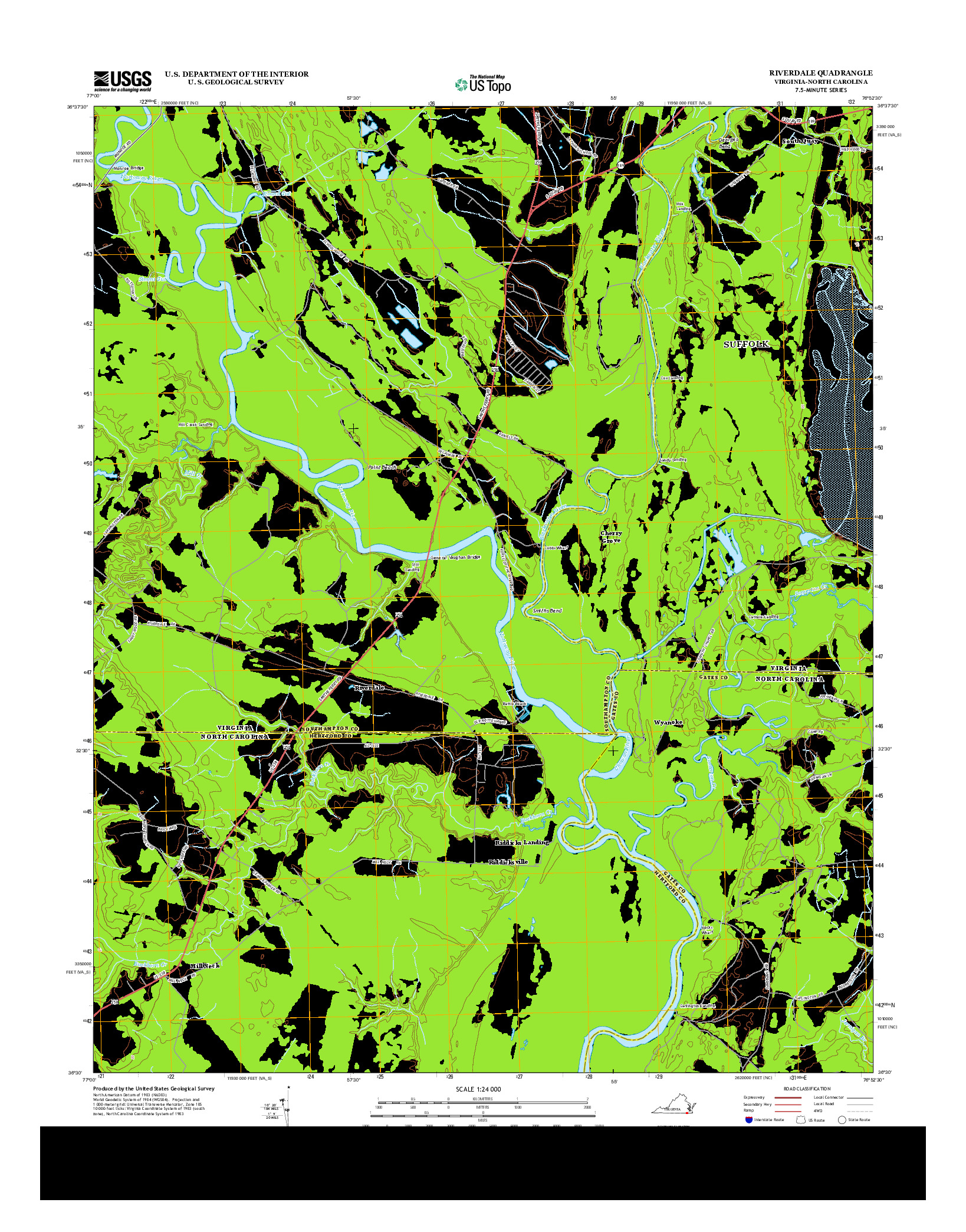 USGS US TOPO 7.5-MINUTE MAP FOR RIVERDALE, VA-NC 2013