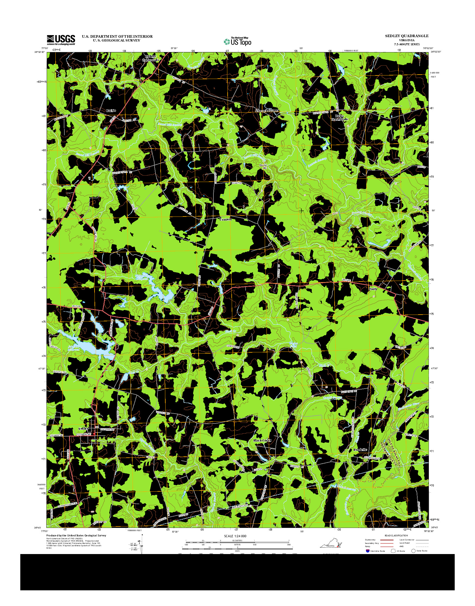 USGS US TOPO 7.5-MINUTE MAP FOR SEDLEY, VA 2013