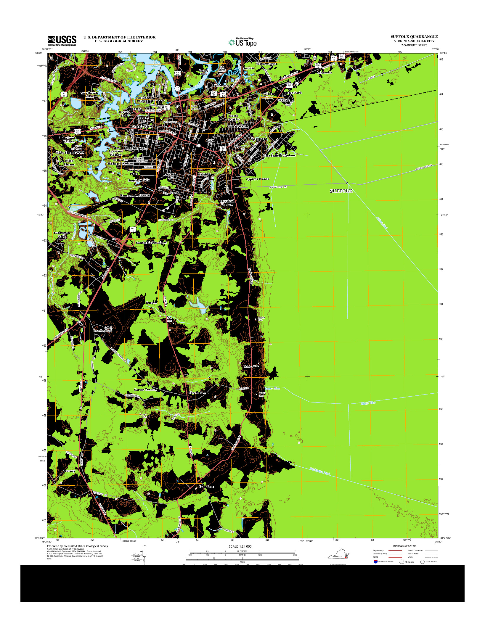 USGS US TOPO 7.5-MINUTE MAP FOR SUFFOLK, VA 2013