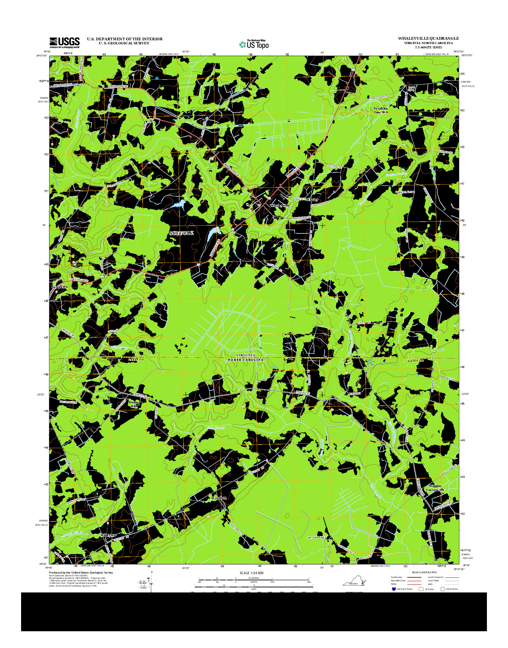 USGS US TOPO 7.5-MINUTE MAP FOR WHALEYVILLE, VA-NC 2013