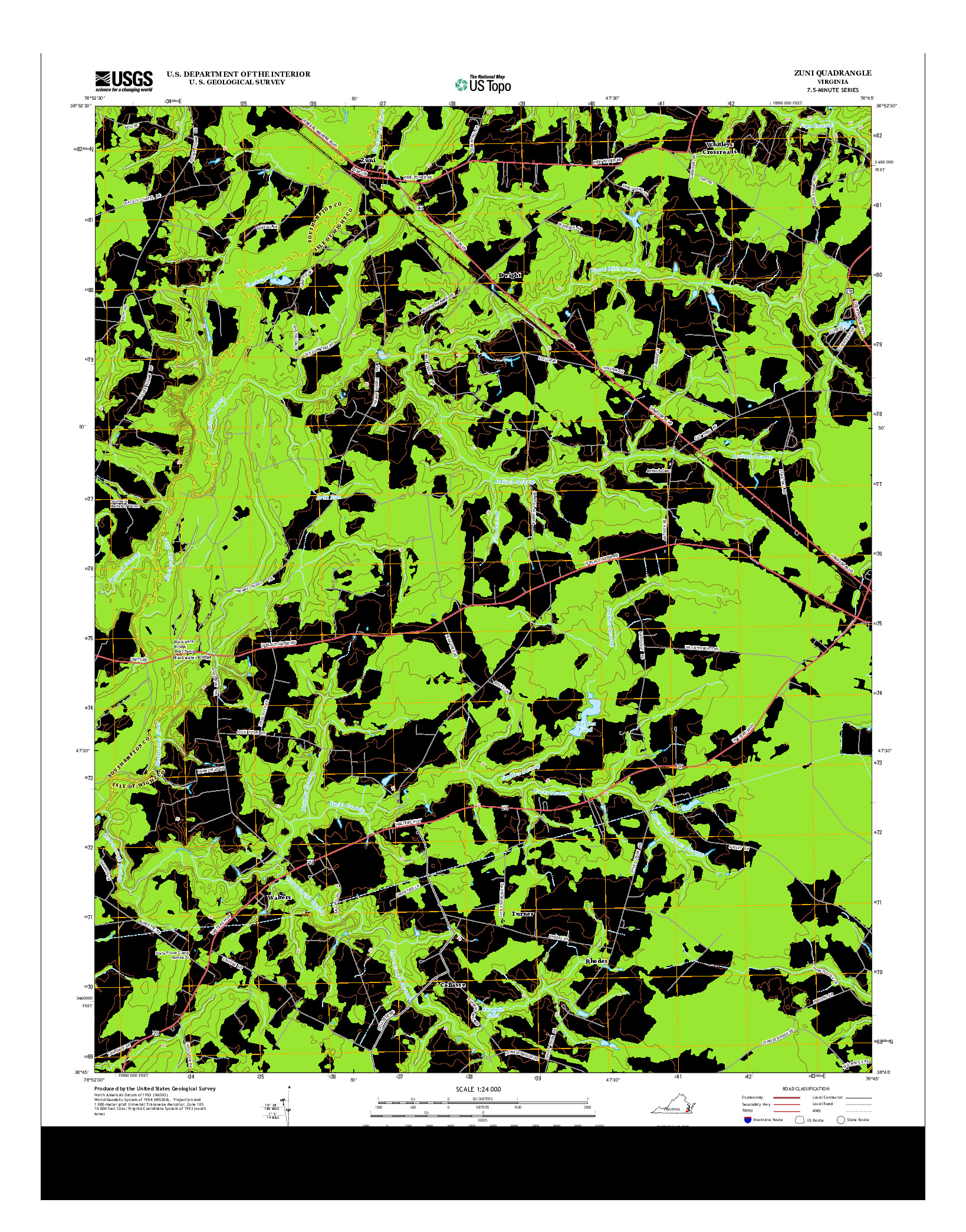 USGS US TOPO 7.5-MINUTE MAP FOR ZUNI, VA 2013