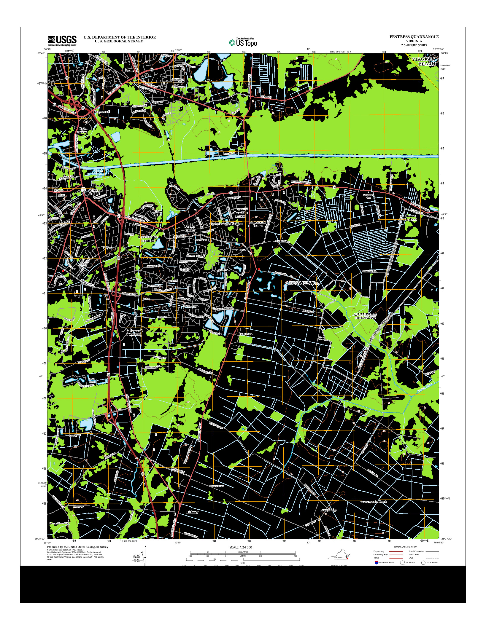 USGS US TOPO 7.5-MINUTE MAP FOR FENTRESS, VA 2013