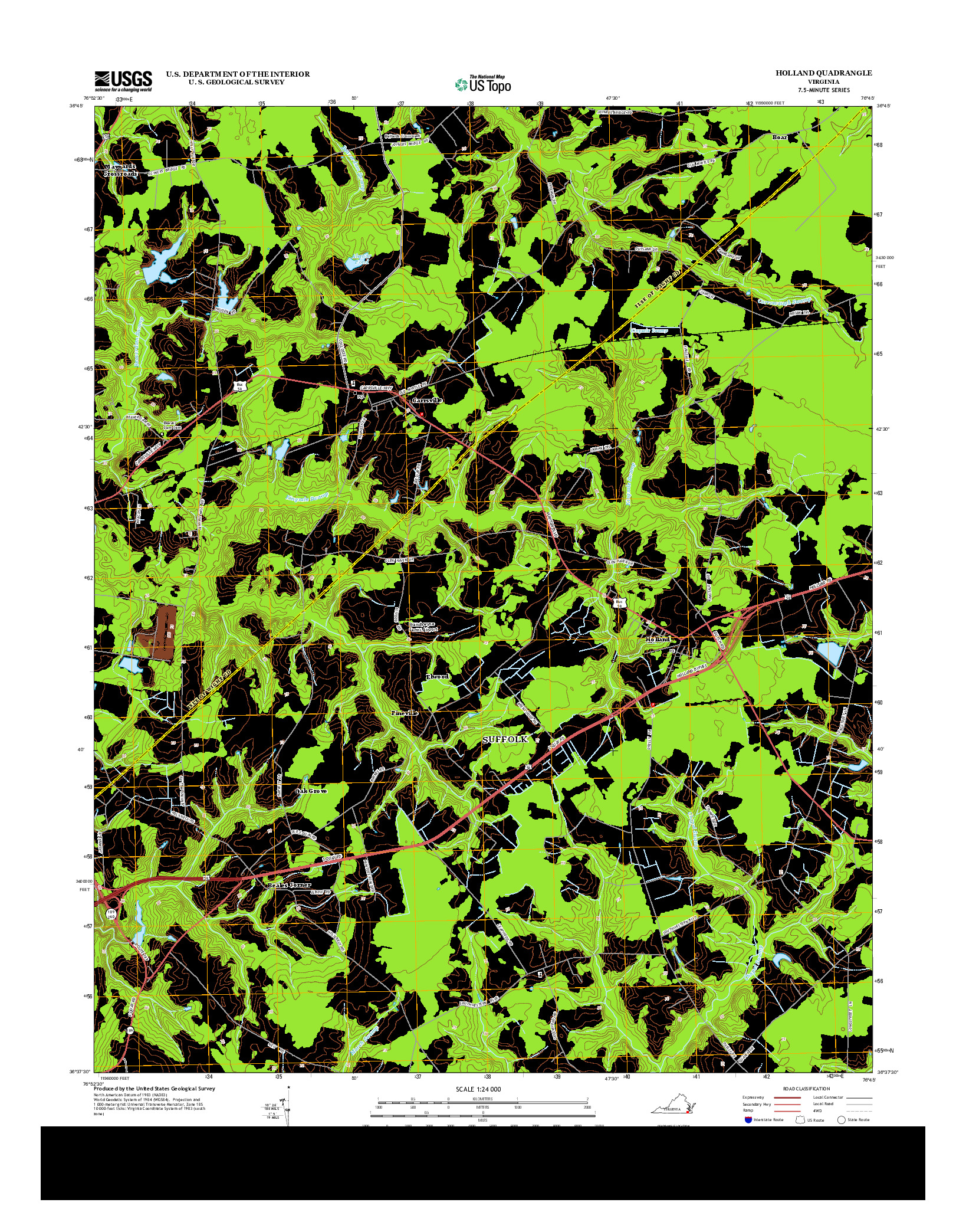 USGS US TOPO 7.5-MINUTE MAP FOR HOLLAND, VA 2013