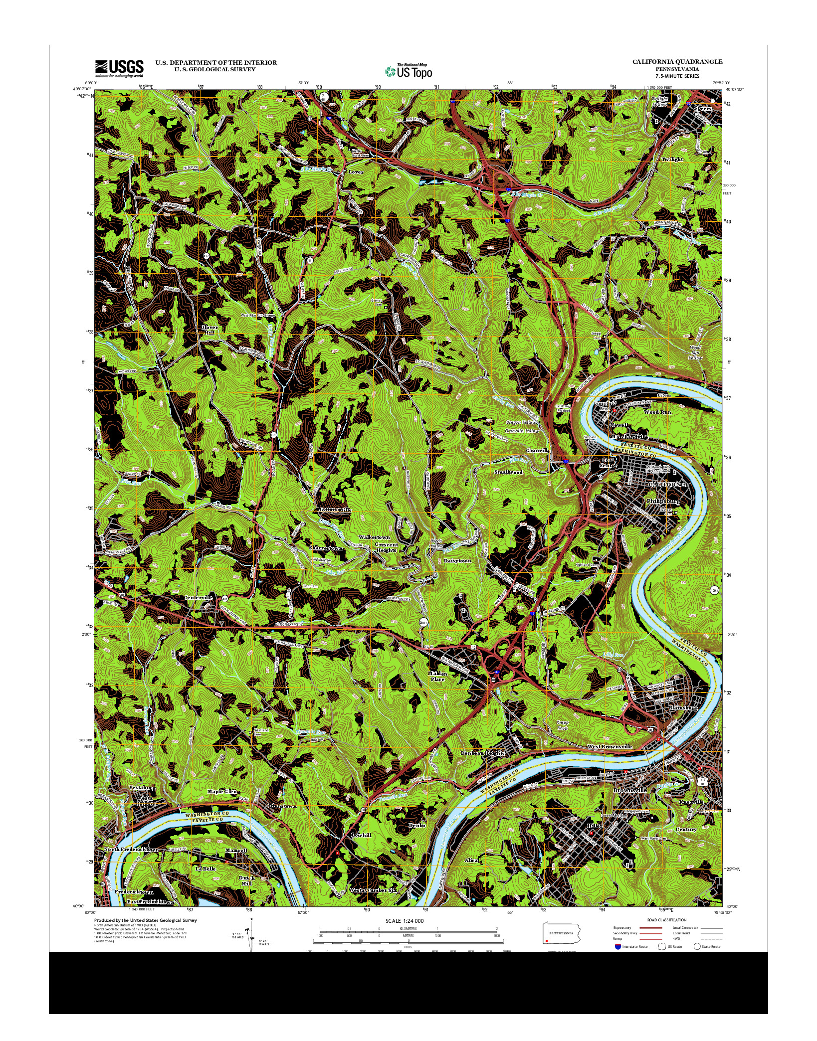 USGS US TOPO 7.5-MINUTE MAP FOR CALIFORNIA, PA 2013