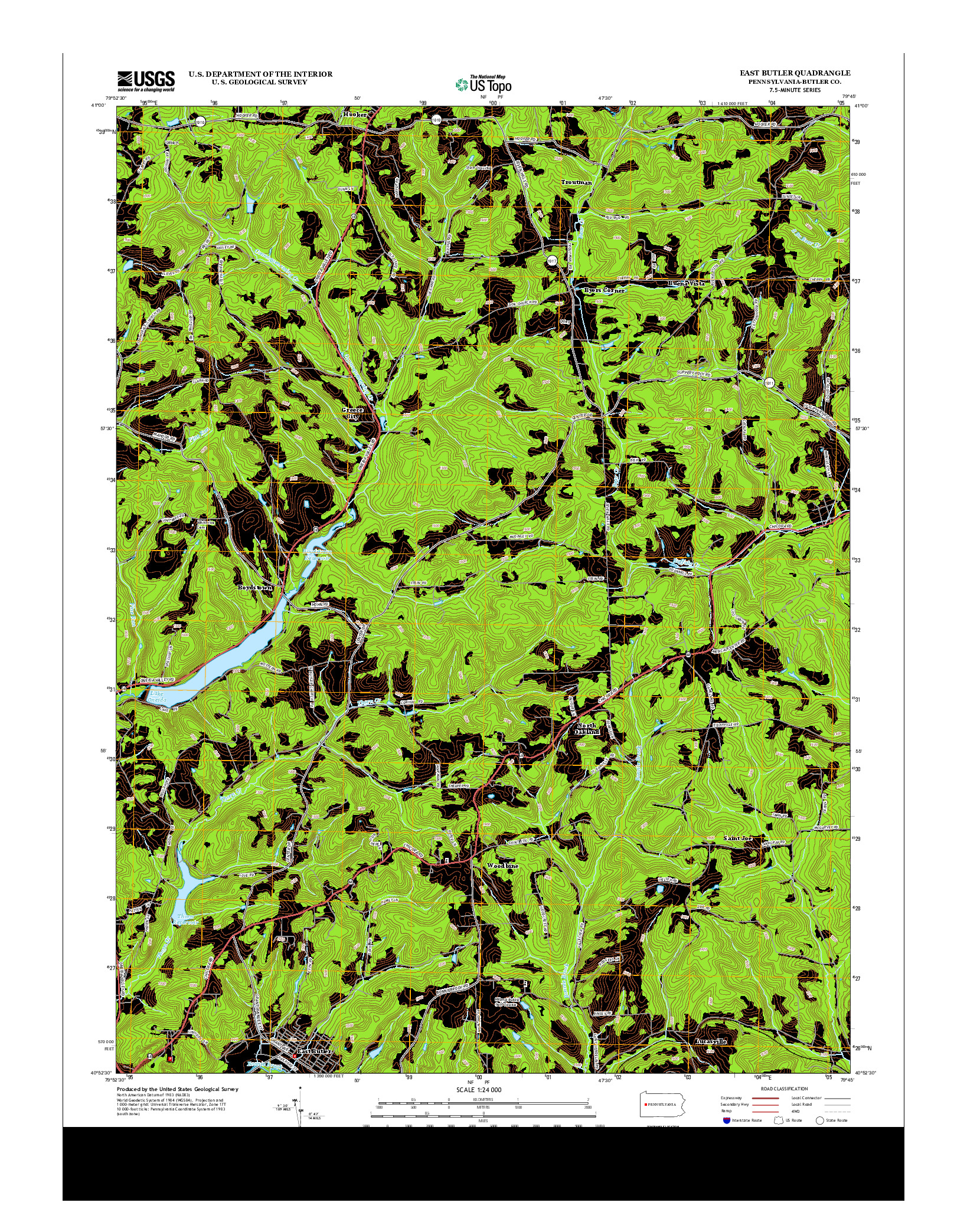 USGS US TOPO 7.5-MINUTE MAP FOR EAST BUTLER, PA 2013
