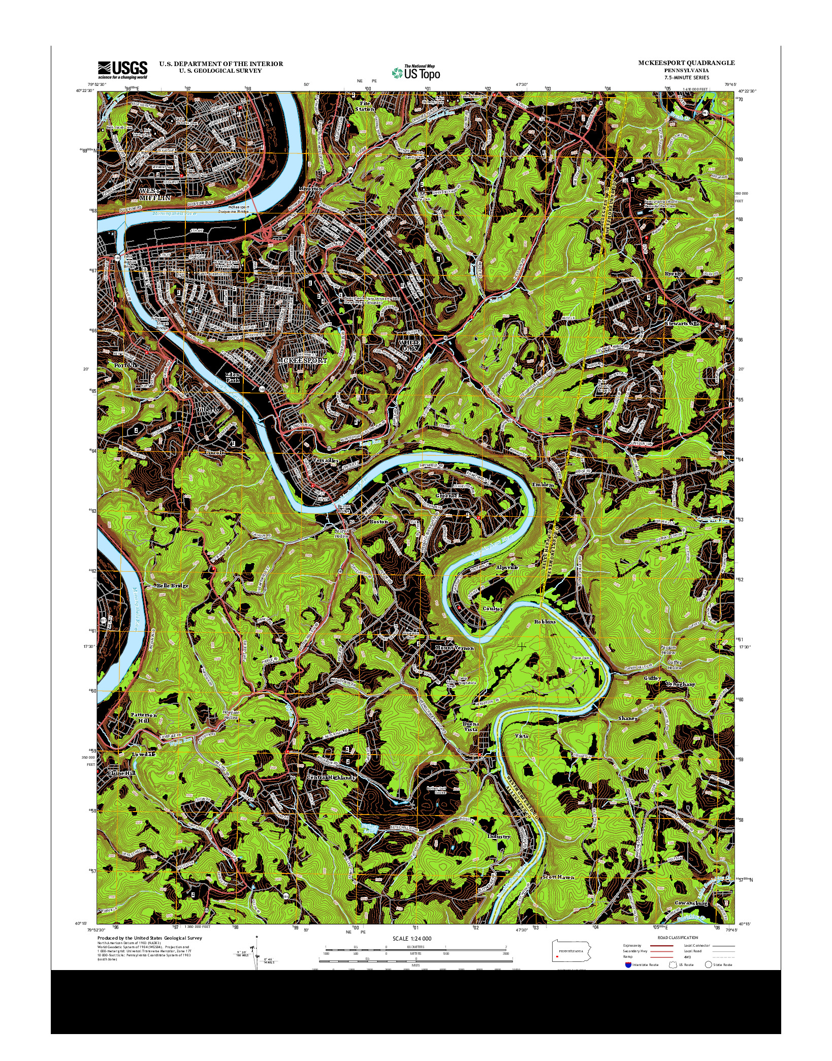 USGS US TOPO 7.5-MINUTE MAP FOR MCKEESPORT, PA 2013
