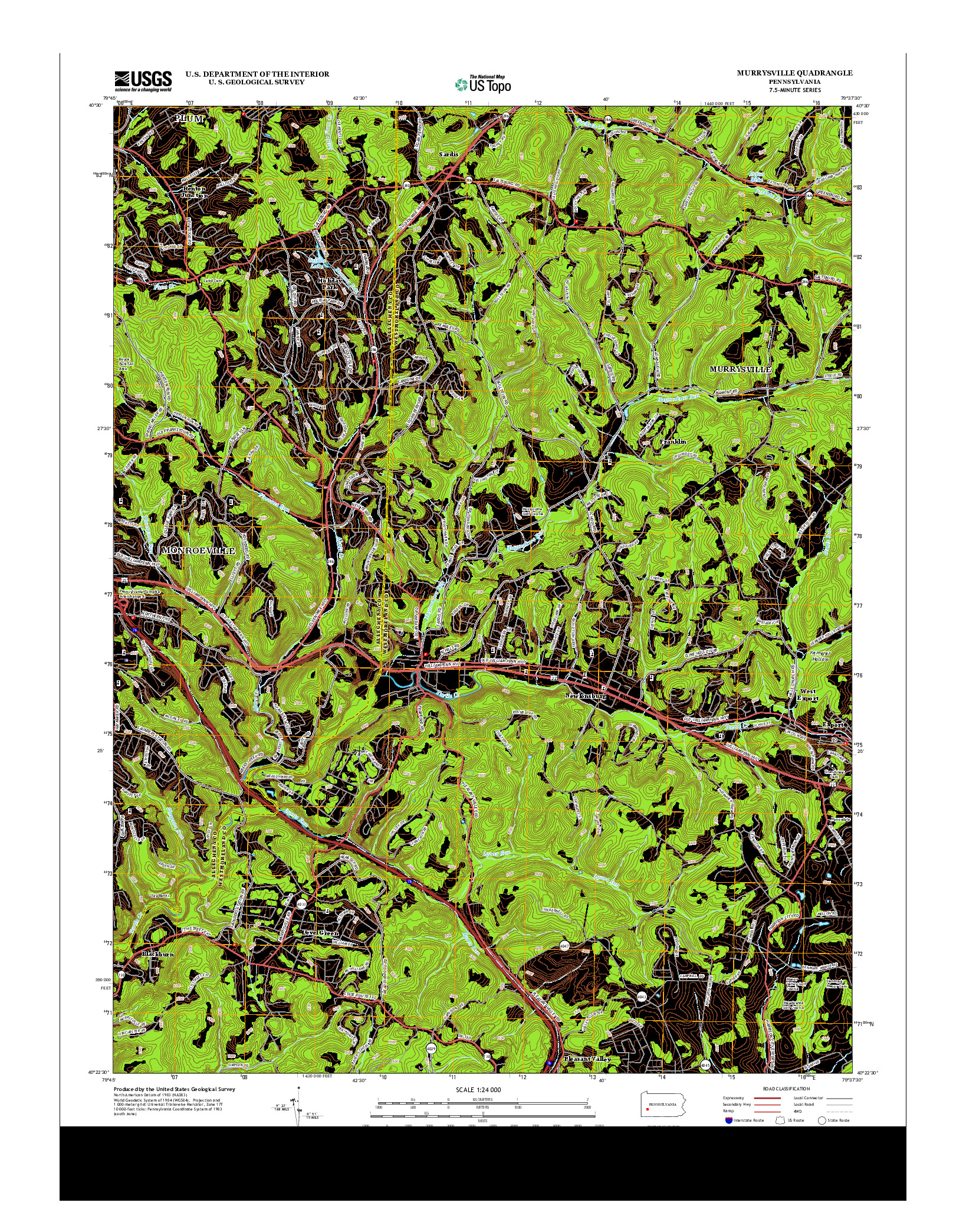 USGS US TOPO 7.5-MINUTE MAP FOR MURRYSVILLE, PA 2013