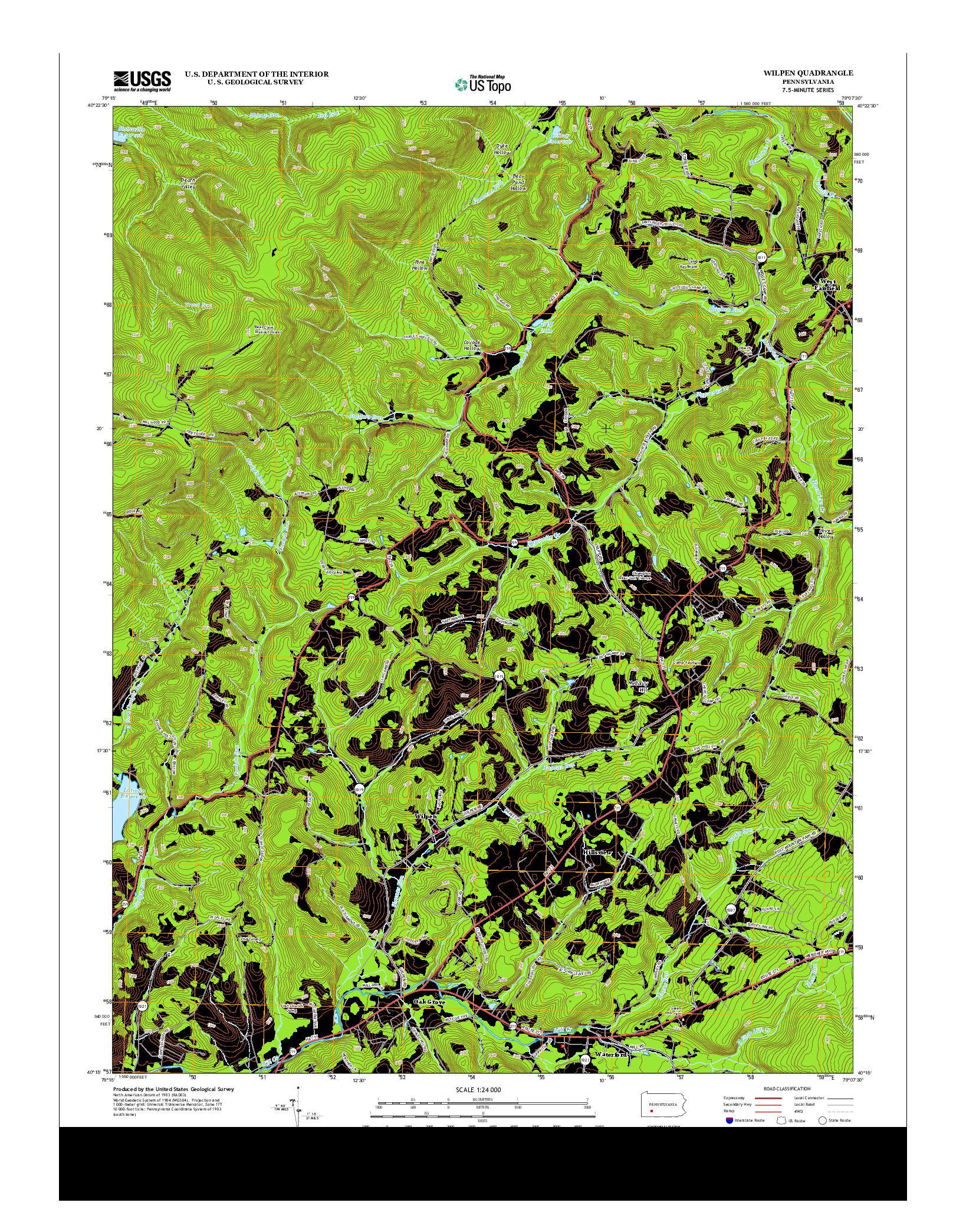 USGS US TOPO 7.5-MINUTE MAP FOR WILPEN, PA 2013