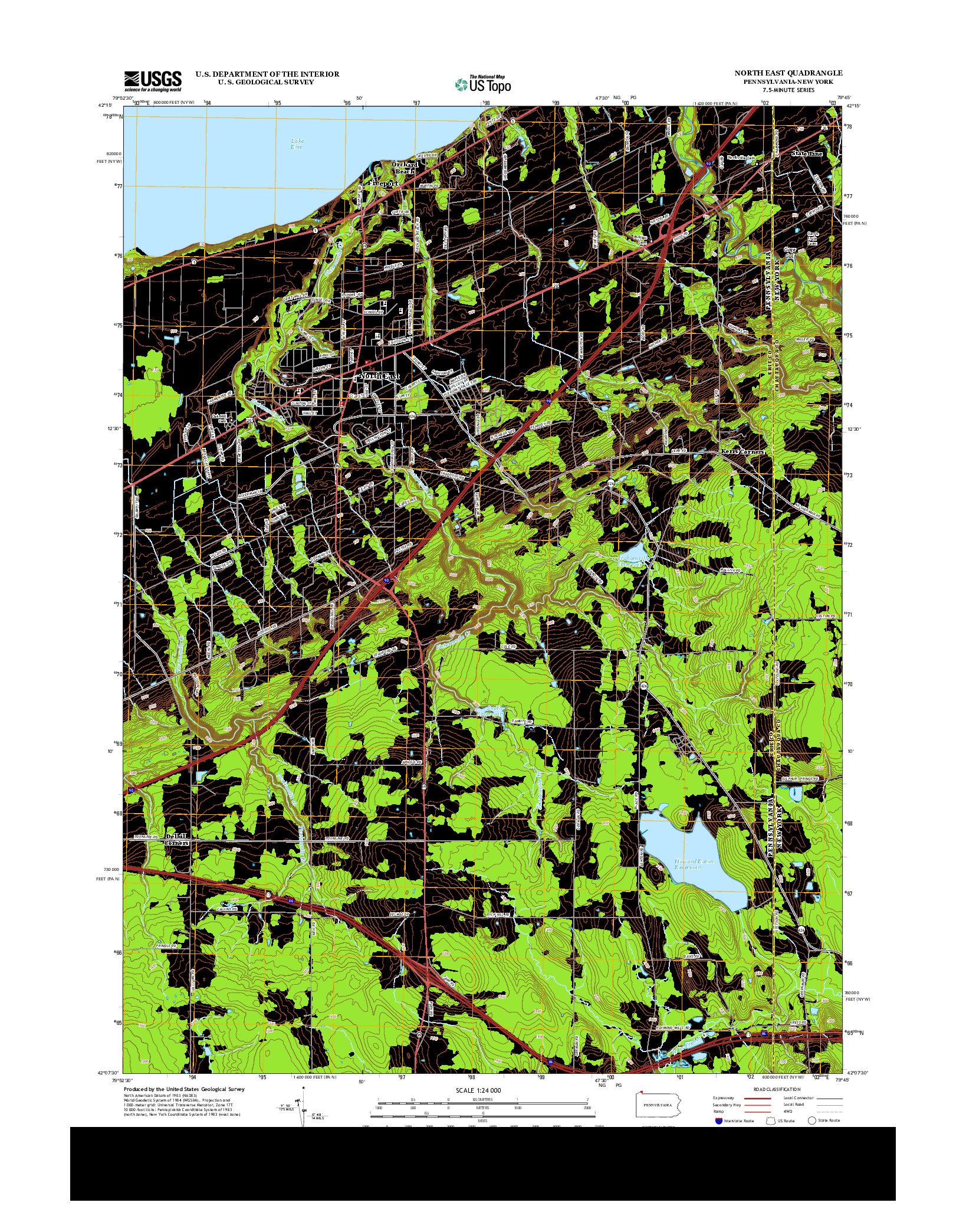 USGS US TOPO 7.5-MINUTE MAP FOR NORTH EAST, PA-NY 2013